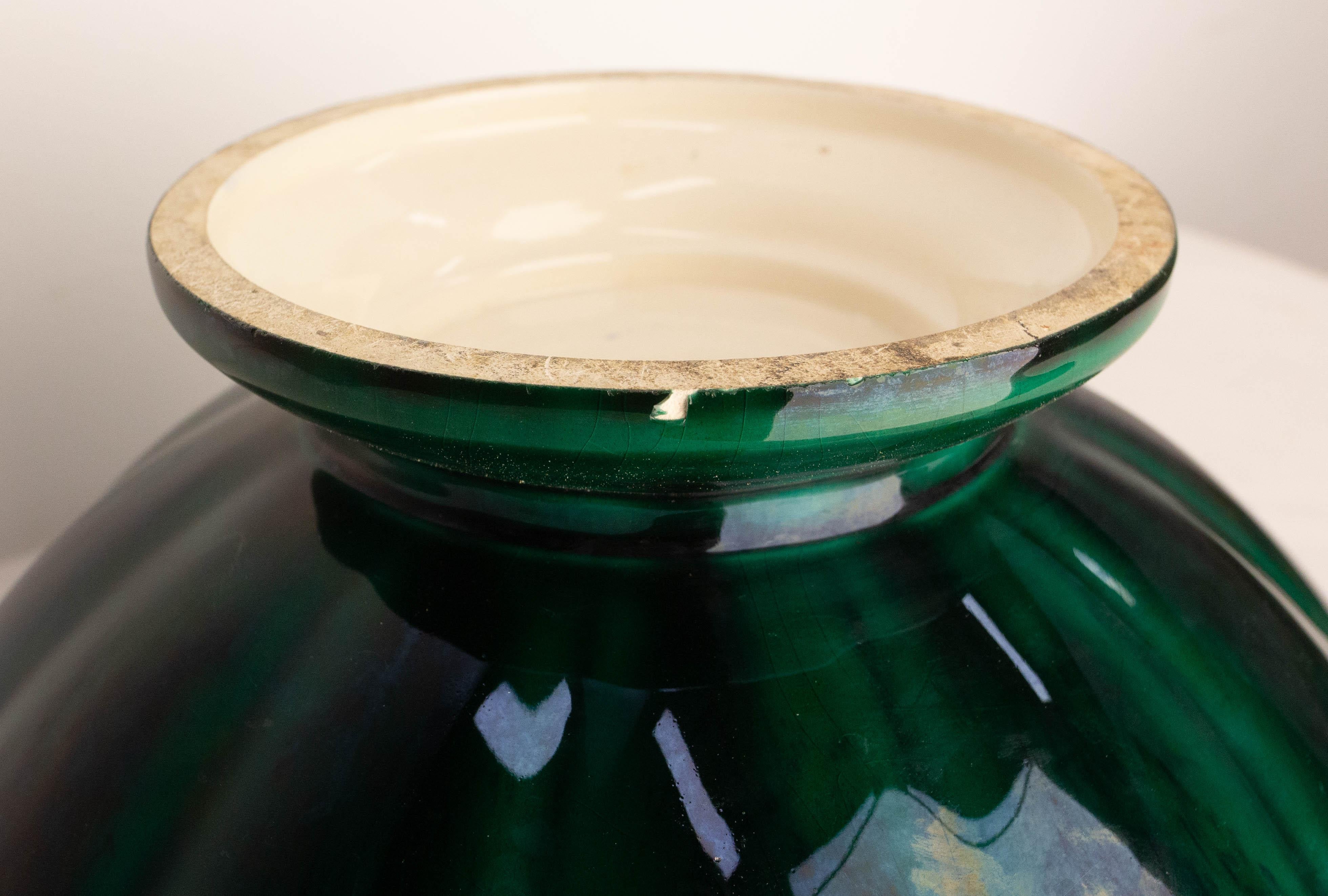 Paul Millet Sèvres Manufacture Glaze Deep Green Ceramic Fruit Bowles c 1920 en vente 3
