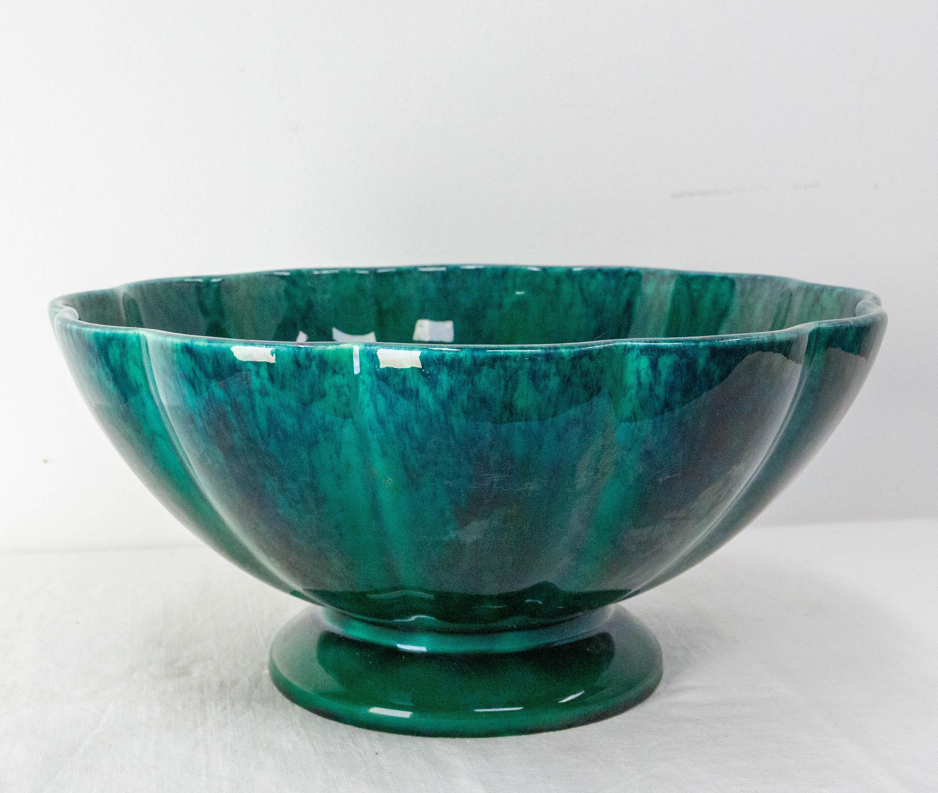 Vernissé Paul Millet Sèvres Manufacture Glaze Deep Green Ceramic Fruit Bowles c 1920 en vente