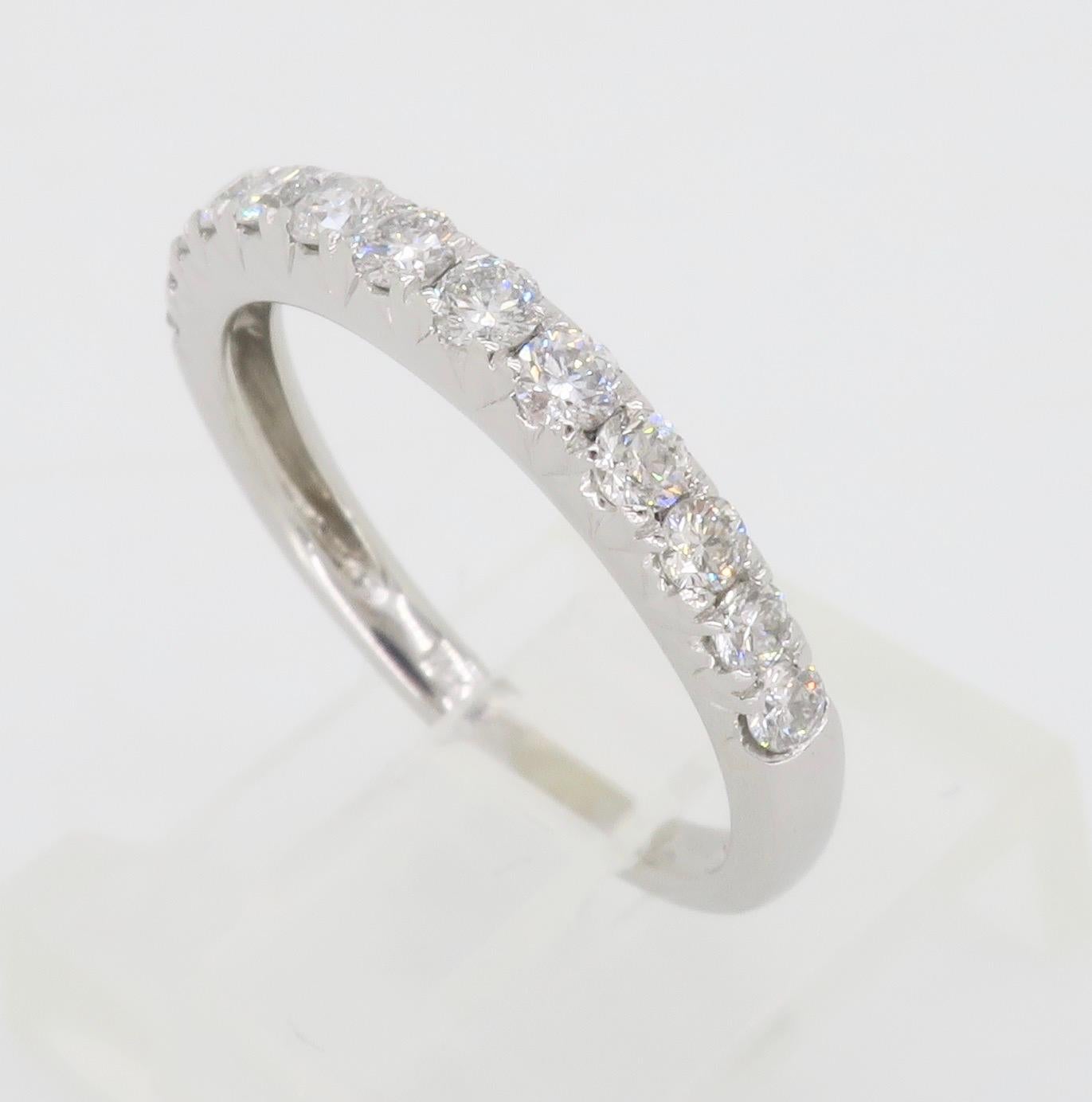 French Pavé Diamond Band Made in 14k For Sale 4