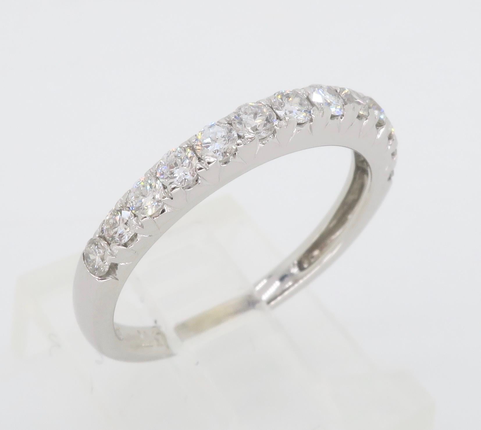 French Pavé Diamond Band Made in 14k For Sale 5
