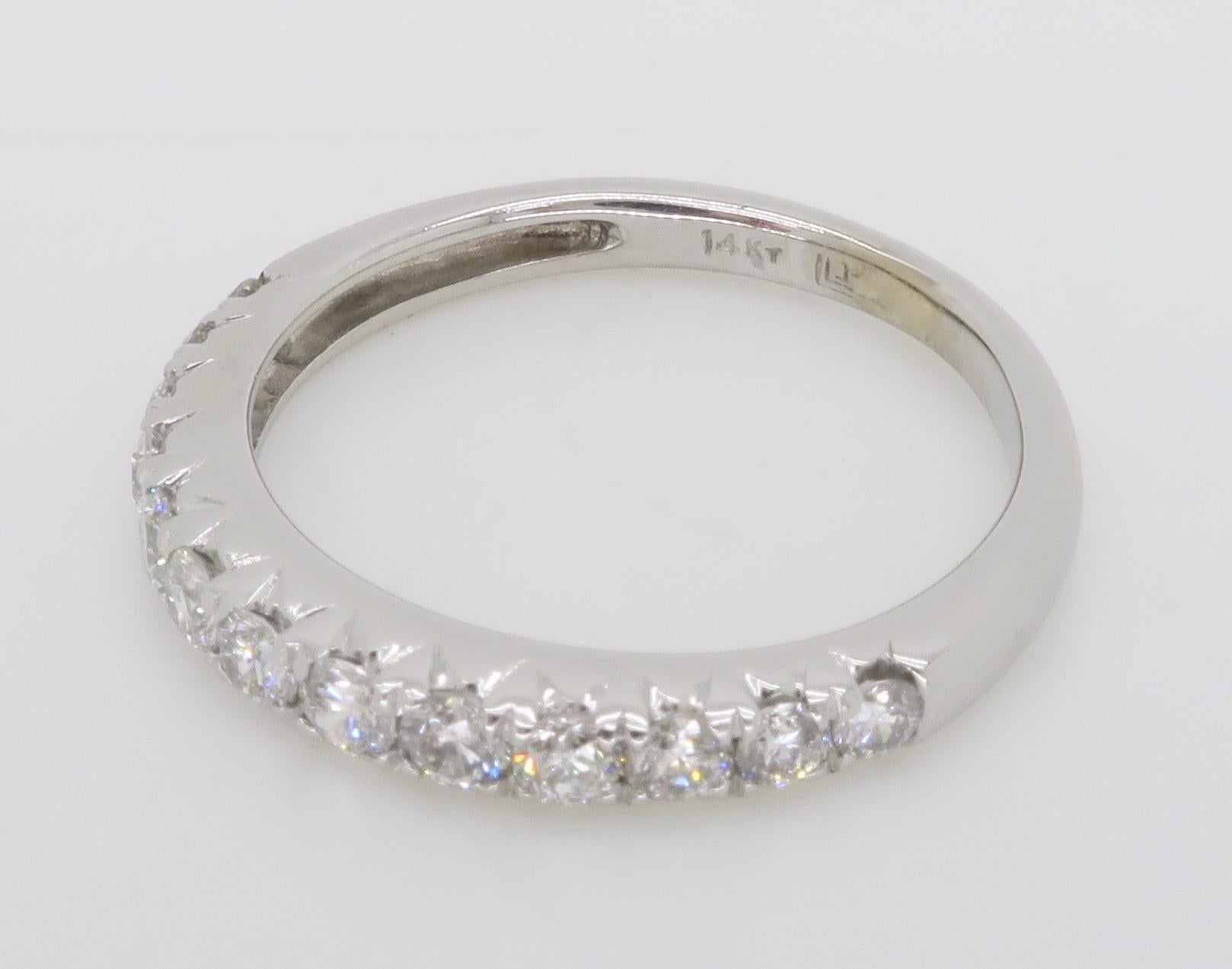 French Pavé Diamond Band Made in 14k For Sale 6