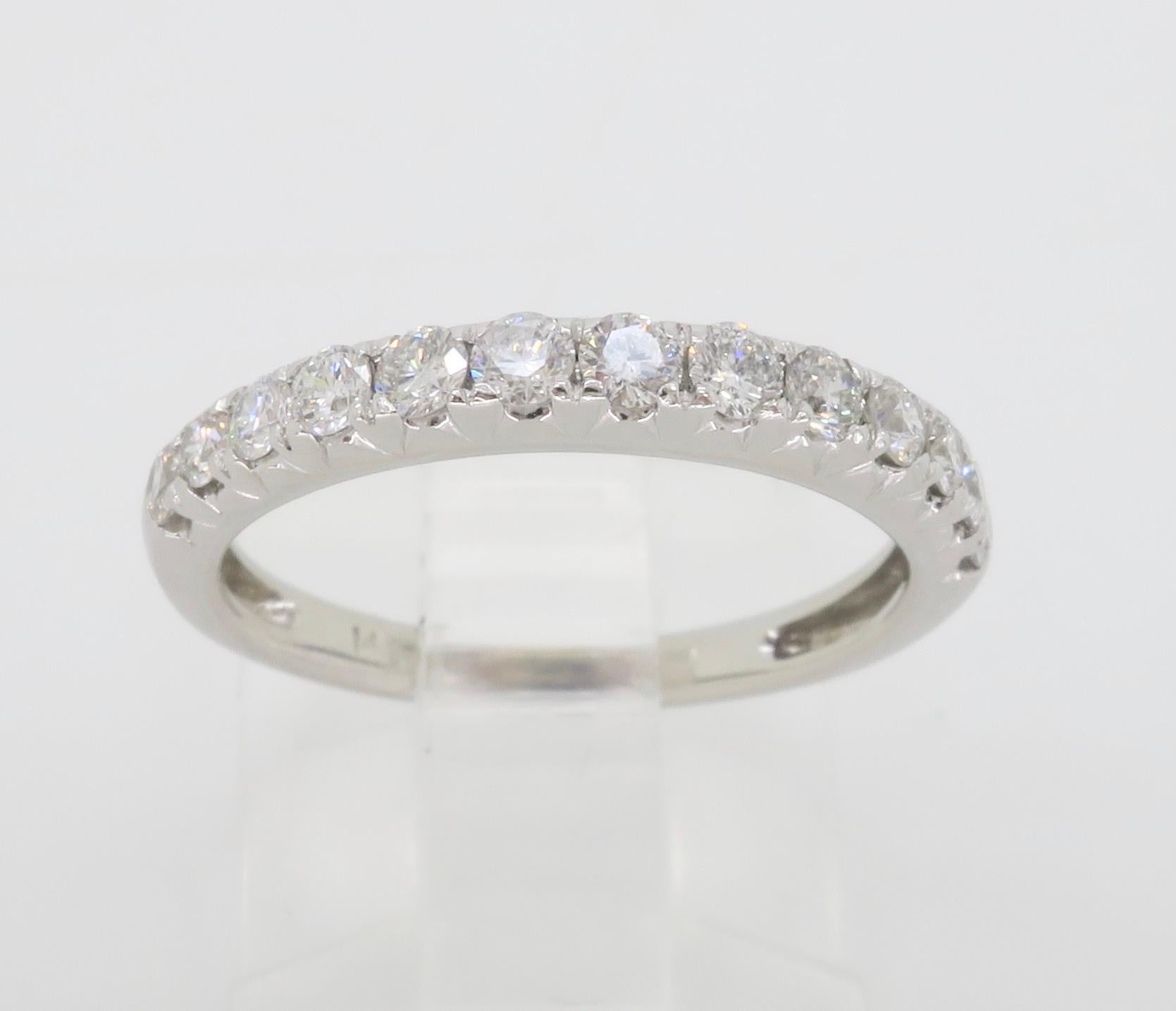 Women's or Men's French Pavé Diamond Band Made in 14k For Sale