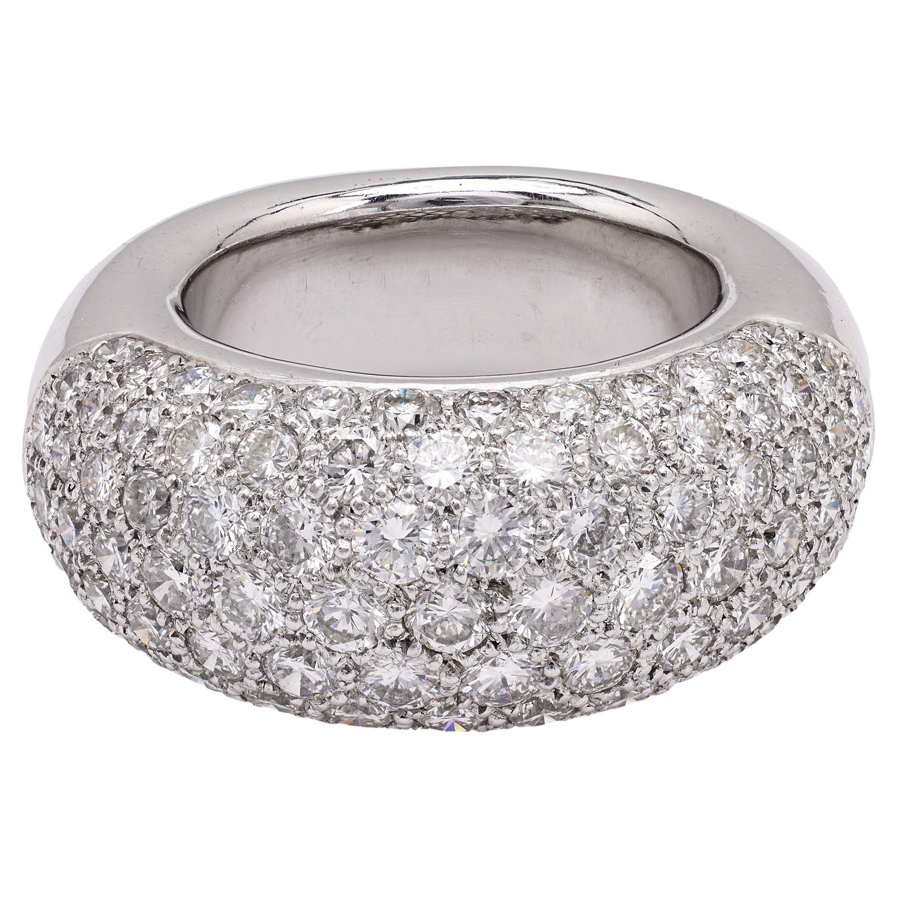 French Pave Diamond Platinum Dome Ring