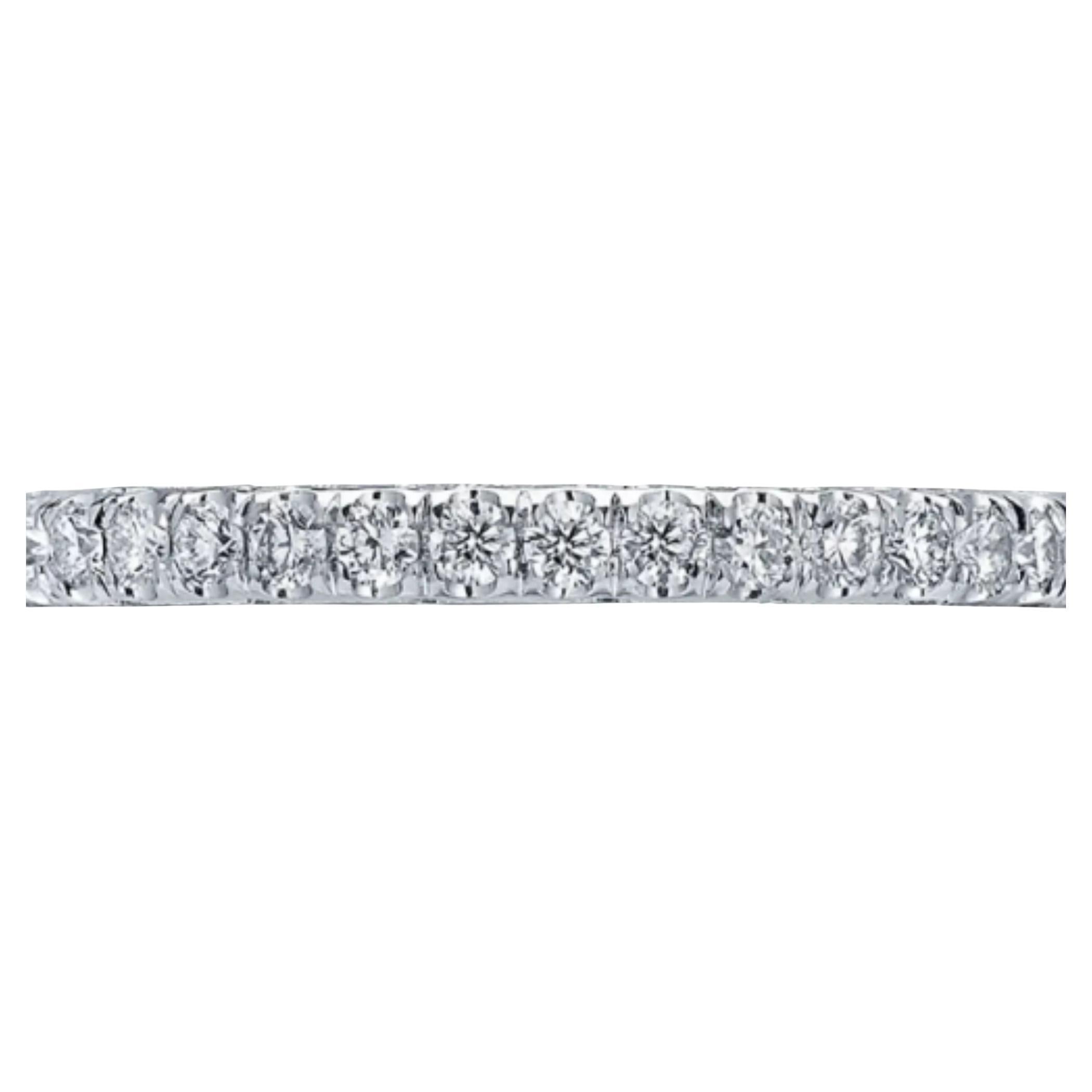 French Pavé Diamond Wedding Band in 18k White Gold