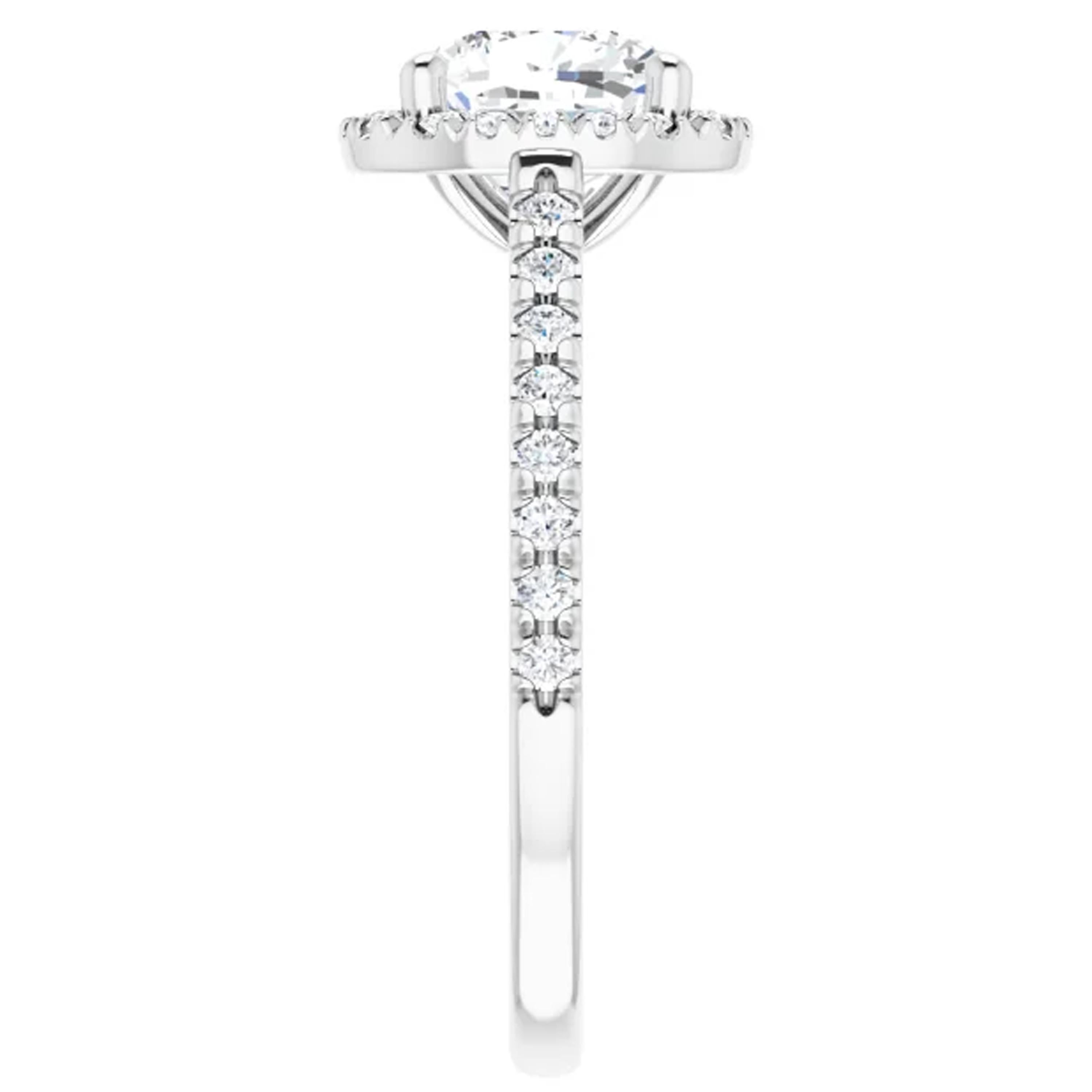 Cushion Cut French Cut Halo Cushion Diamond Engagement Ring Set For Sale