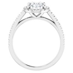 French Pave Halo GIA Oval Diamond Engagement Ring