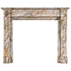 French Pavonazzo Marble Louis XVI Fireplace
