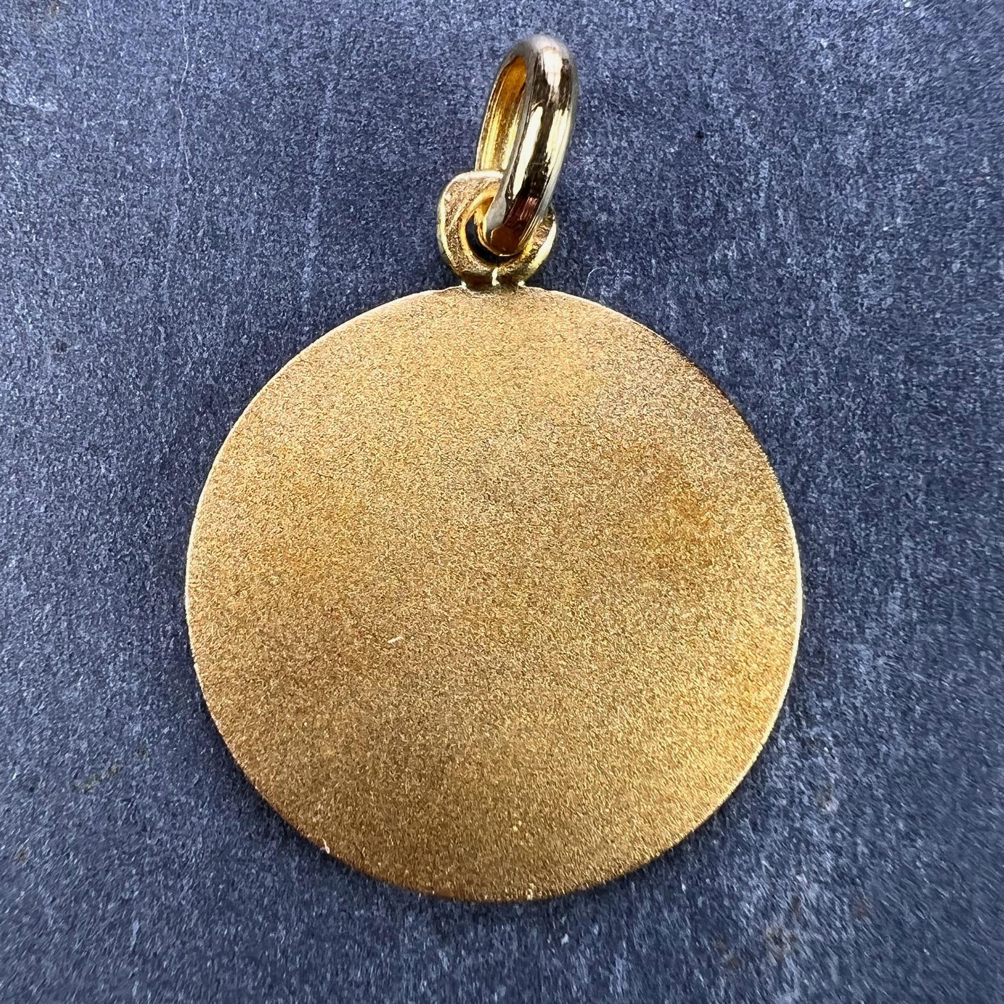 French Peace Sign 18K Yellow Gold Medal Pendant In Good Condition In London, GB