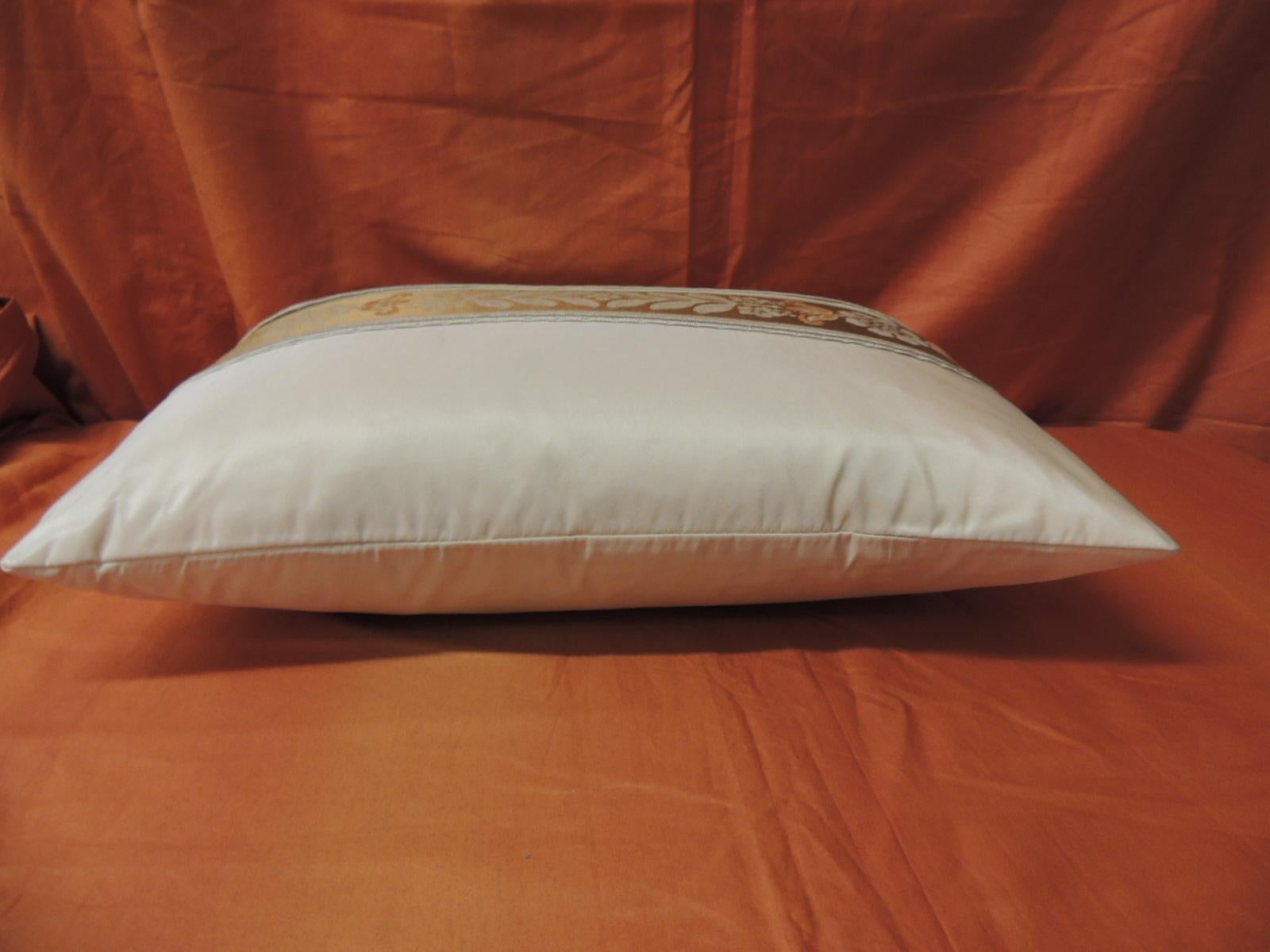 Hollywood Regency French Peach Silk Ribbon Lumbar Decorative Pillow