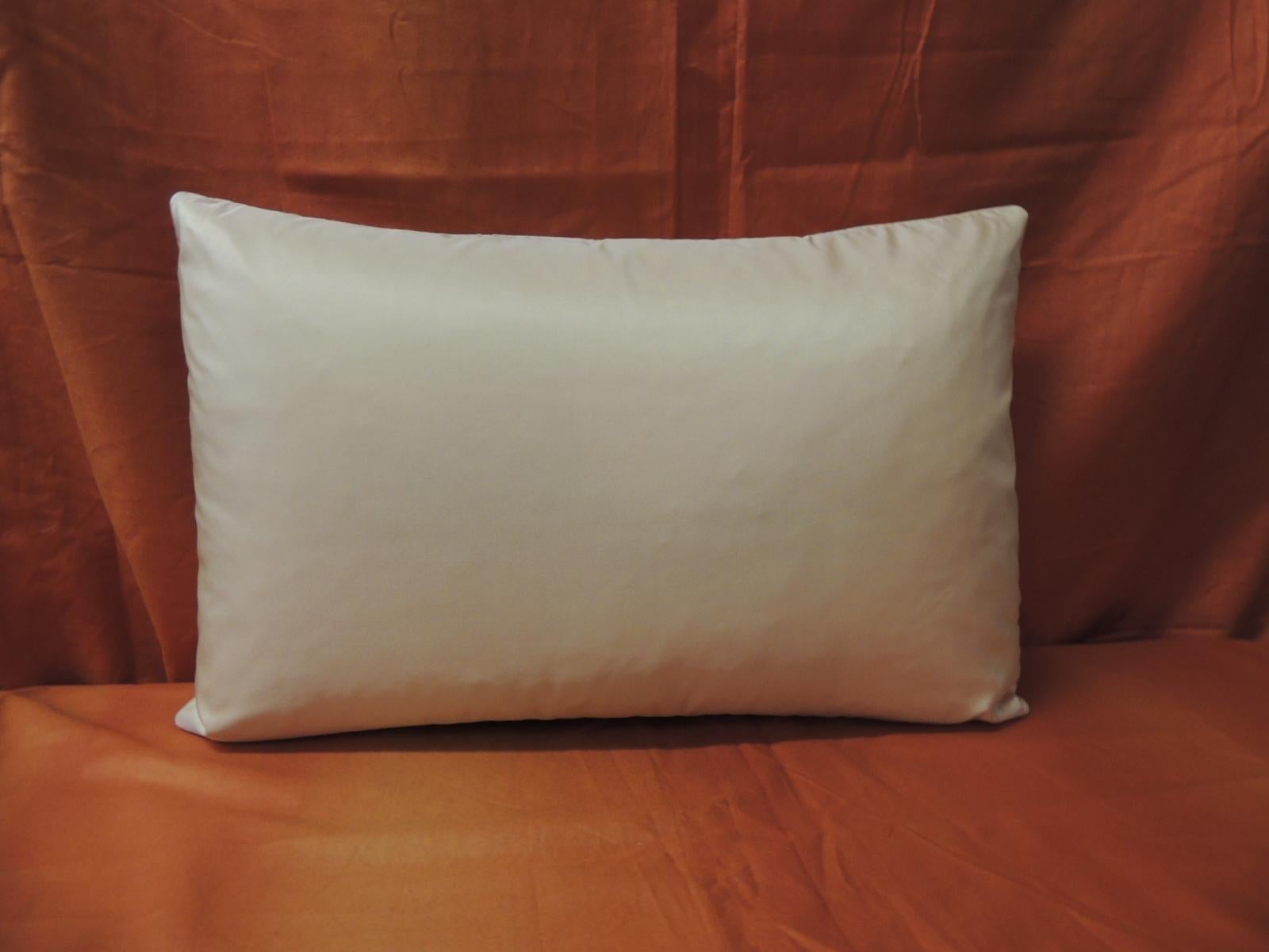 Hand-Crafted French Peach Silk Ribbon Lumbar Decorative Pillow