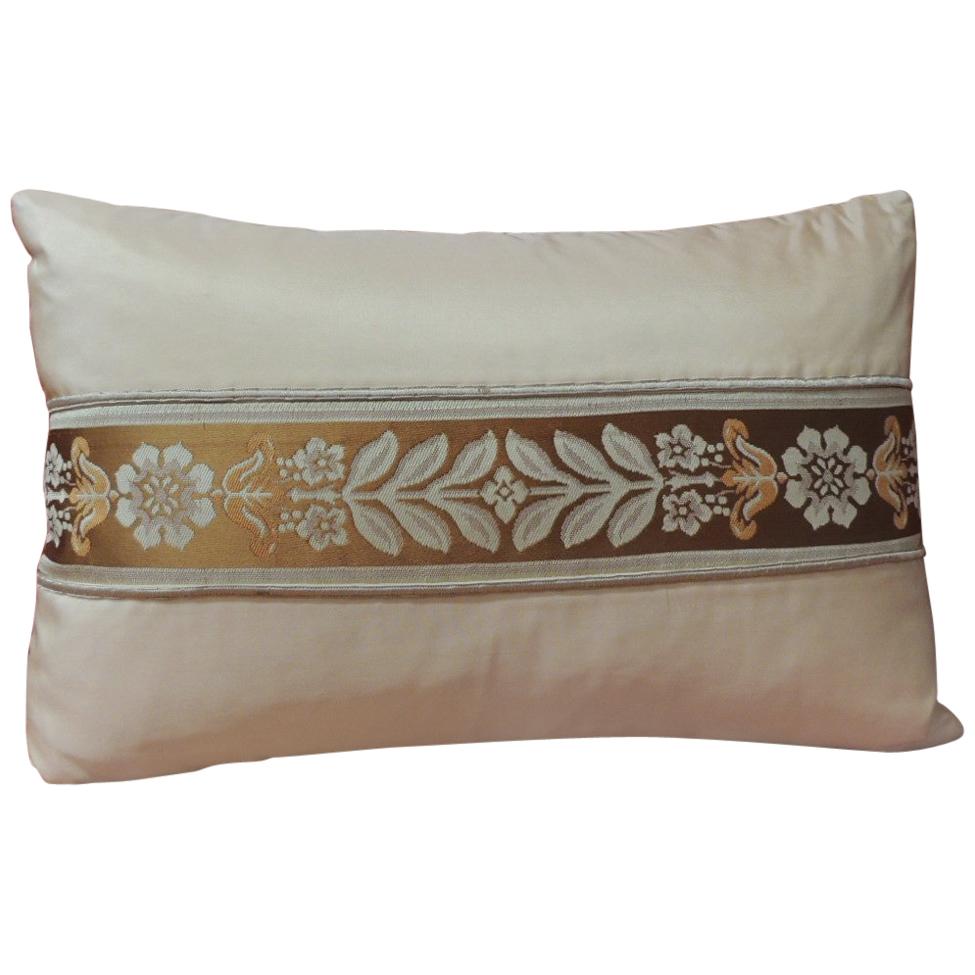 French Peach Silk Ribbon Lumbar Decorative Pillow