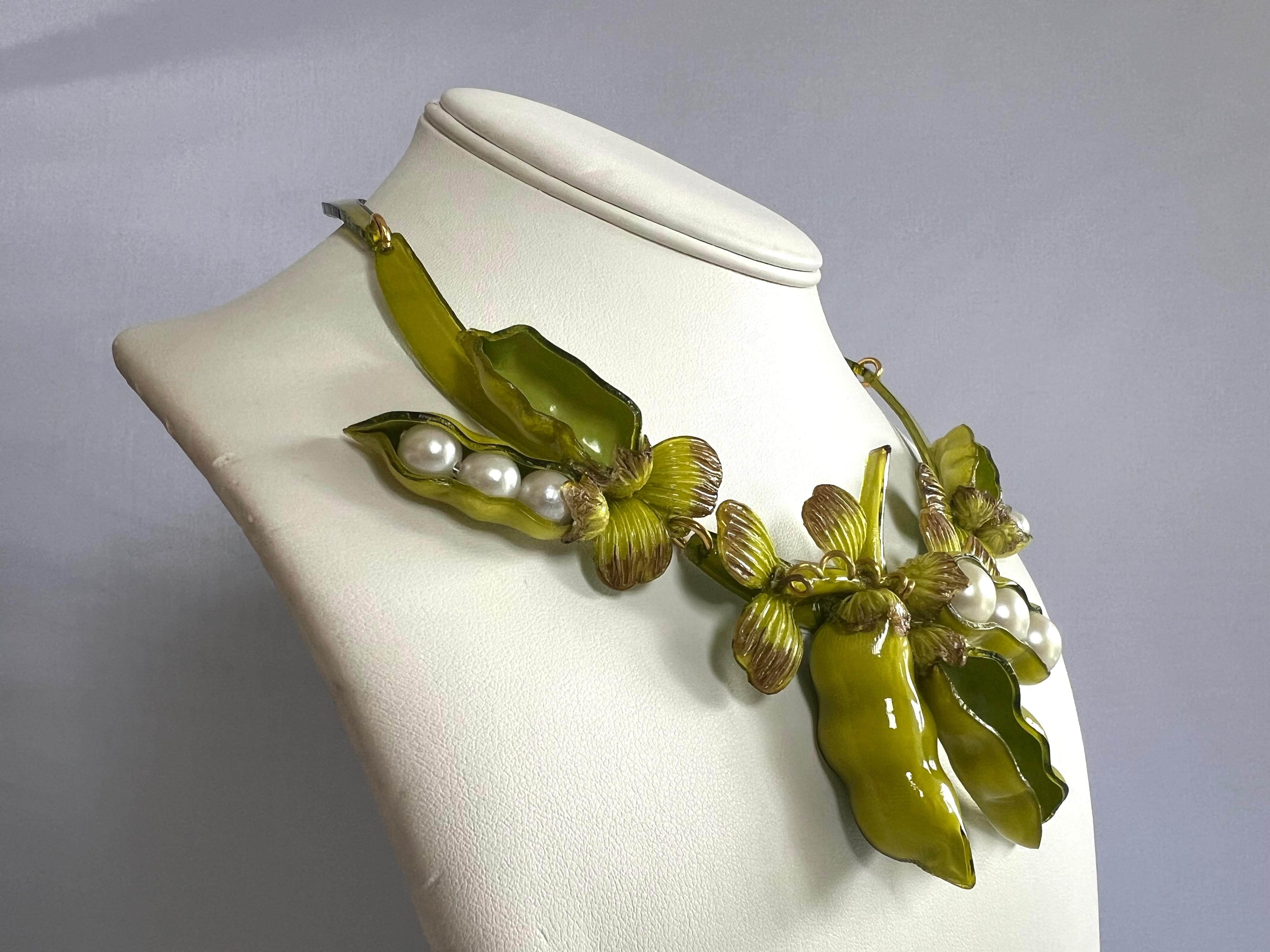 Women's or Men's French Peapod Statement Necklace  For Sale