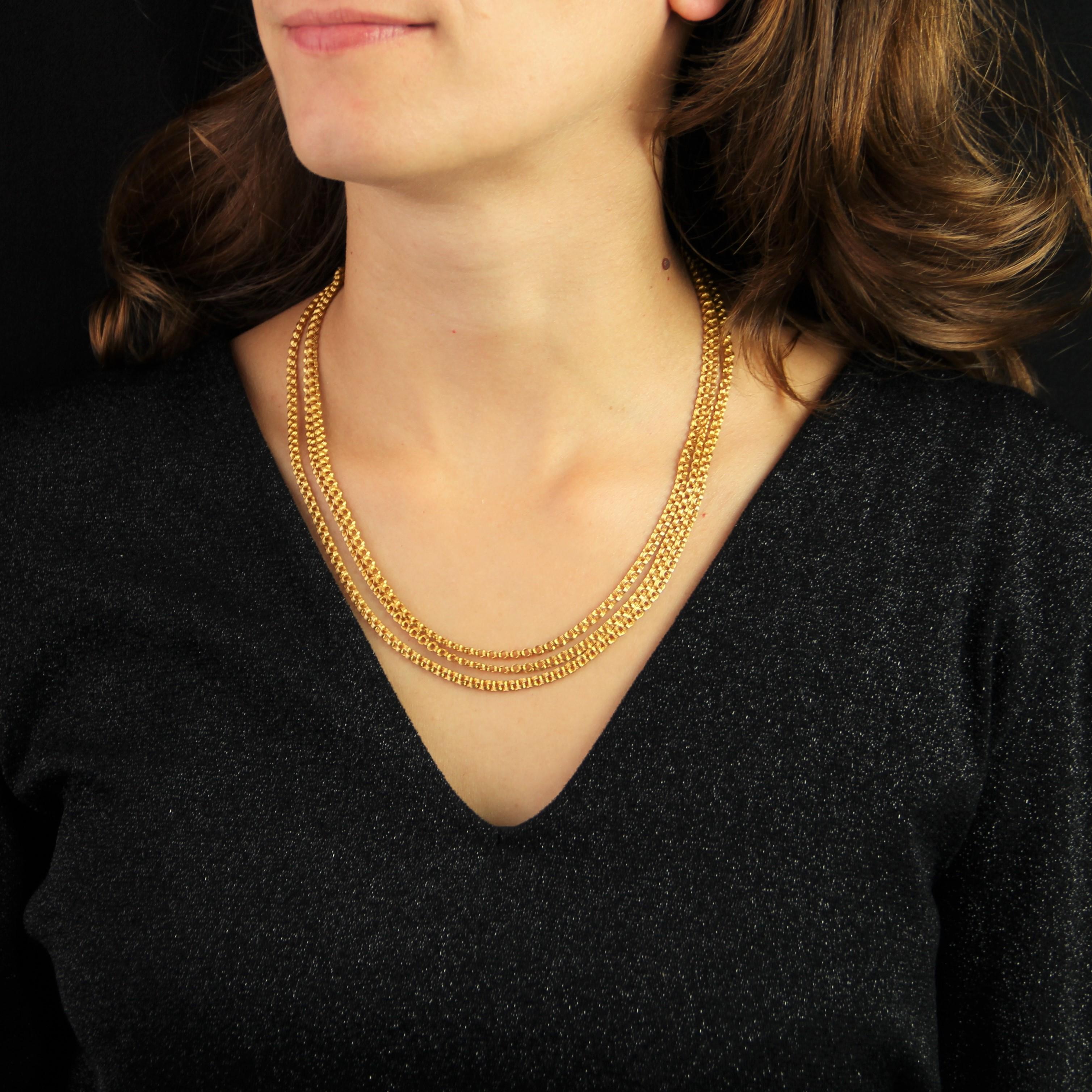 Franzsische Perle Rubin Turmalin 18K Gelbgold Verwandelbare antike Halskette im Angebot 10