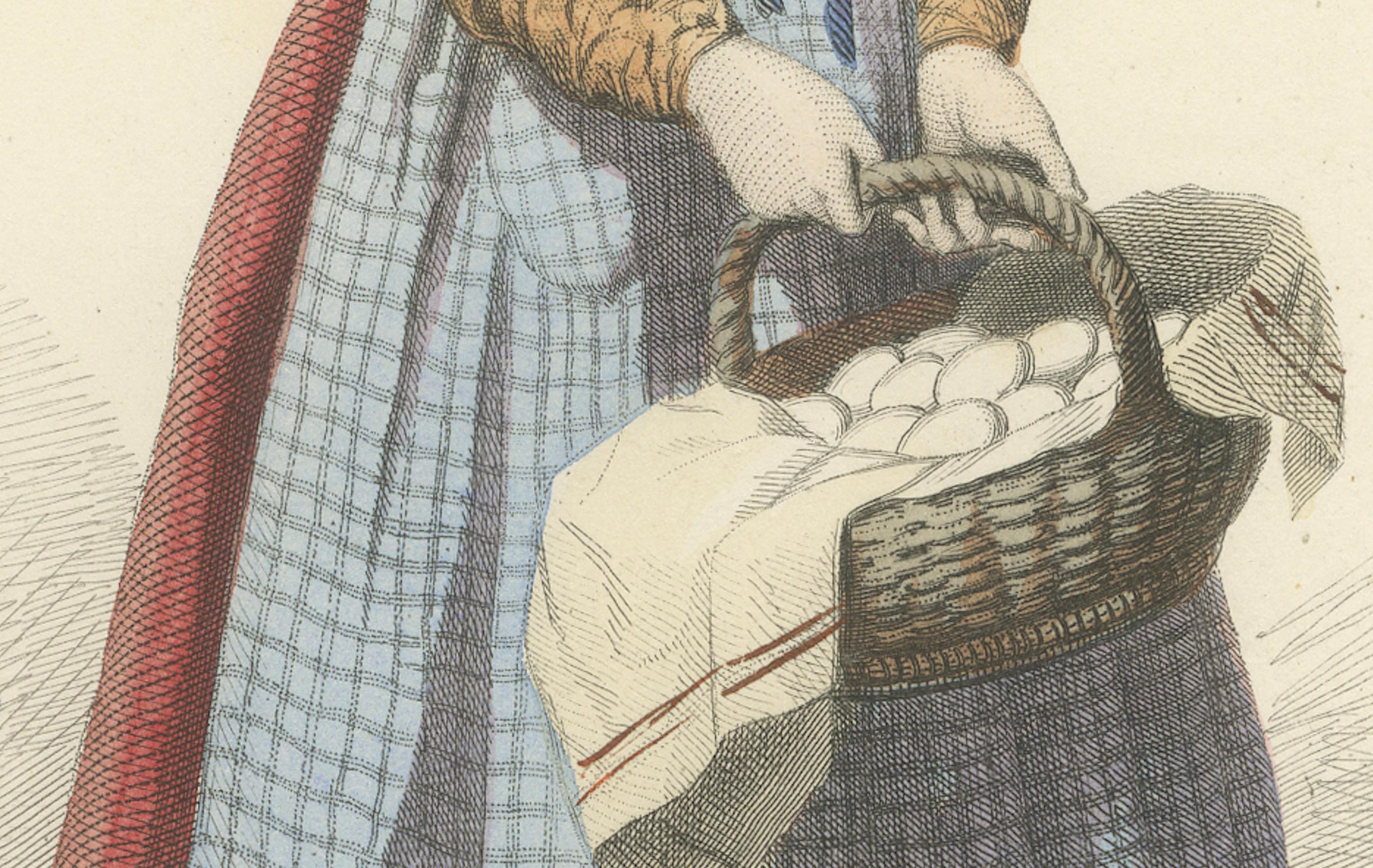 Französische Bäuerin - La Rochelle, Compte Calix, handkoloriert 1853 (19. Jahrhundert) im Angebot