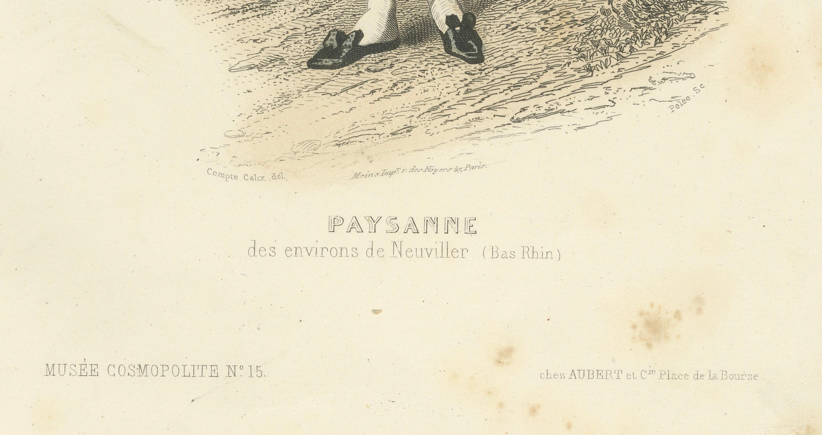 Französische Bäuerin - Neuviller Bar Rhin, Compte Calix, 1853 Druck im Zustand „Gut“ im Angebot in Langweer, NL