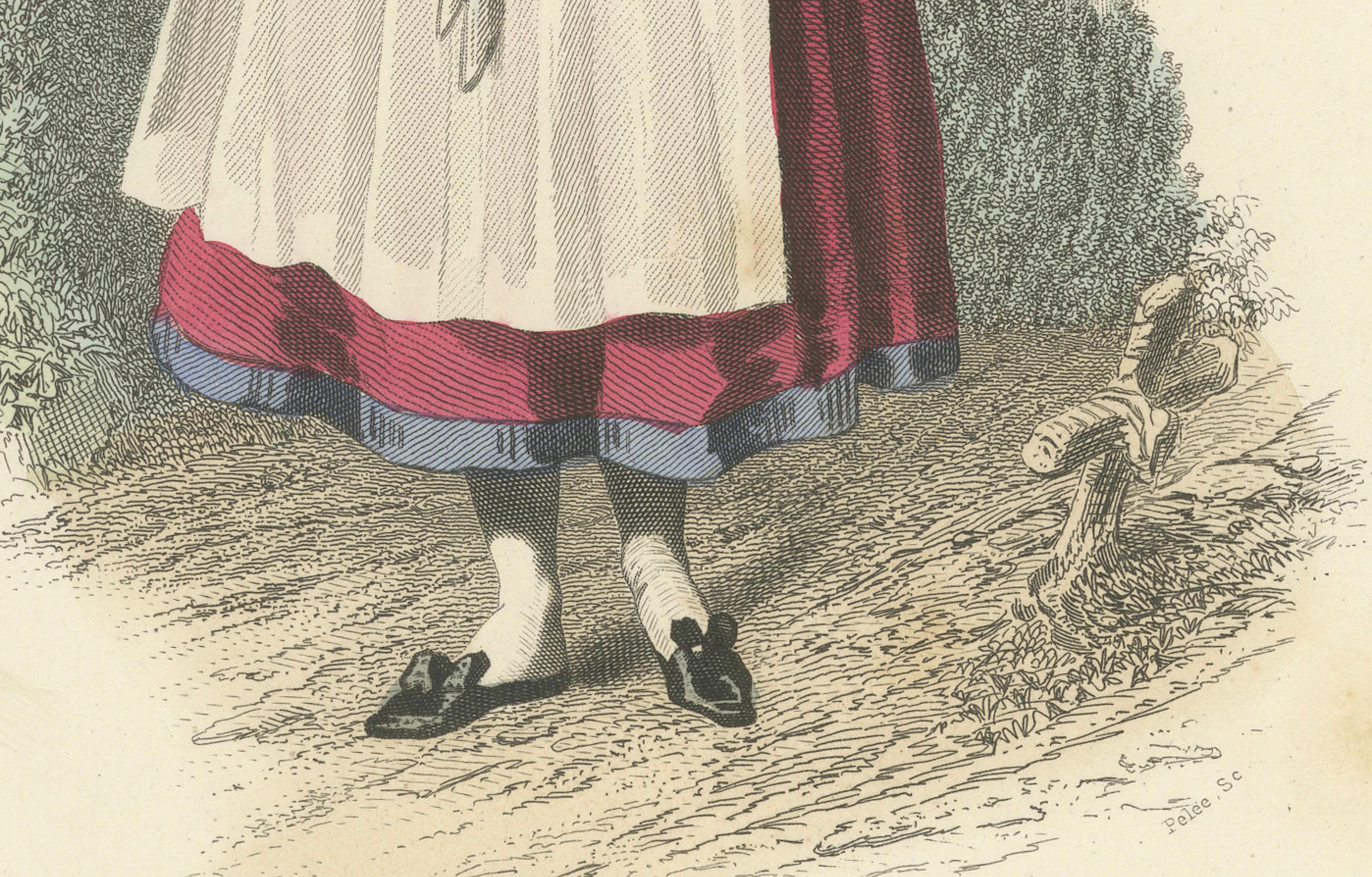Französische Bäuerin - Neuviller Bar Rhin, Compte Calix, 1853 Druck (19. Jahrhundert) im Angebot