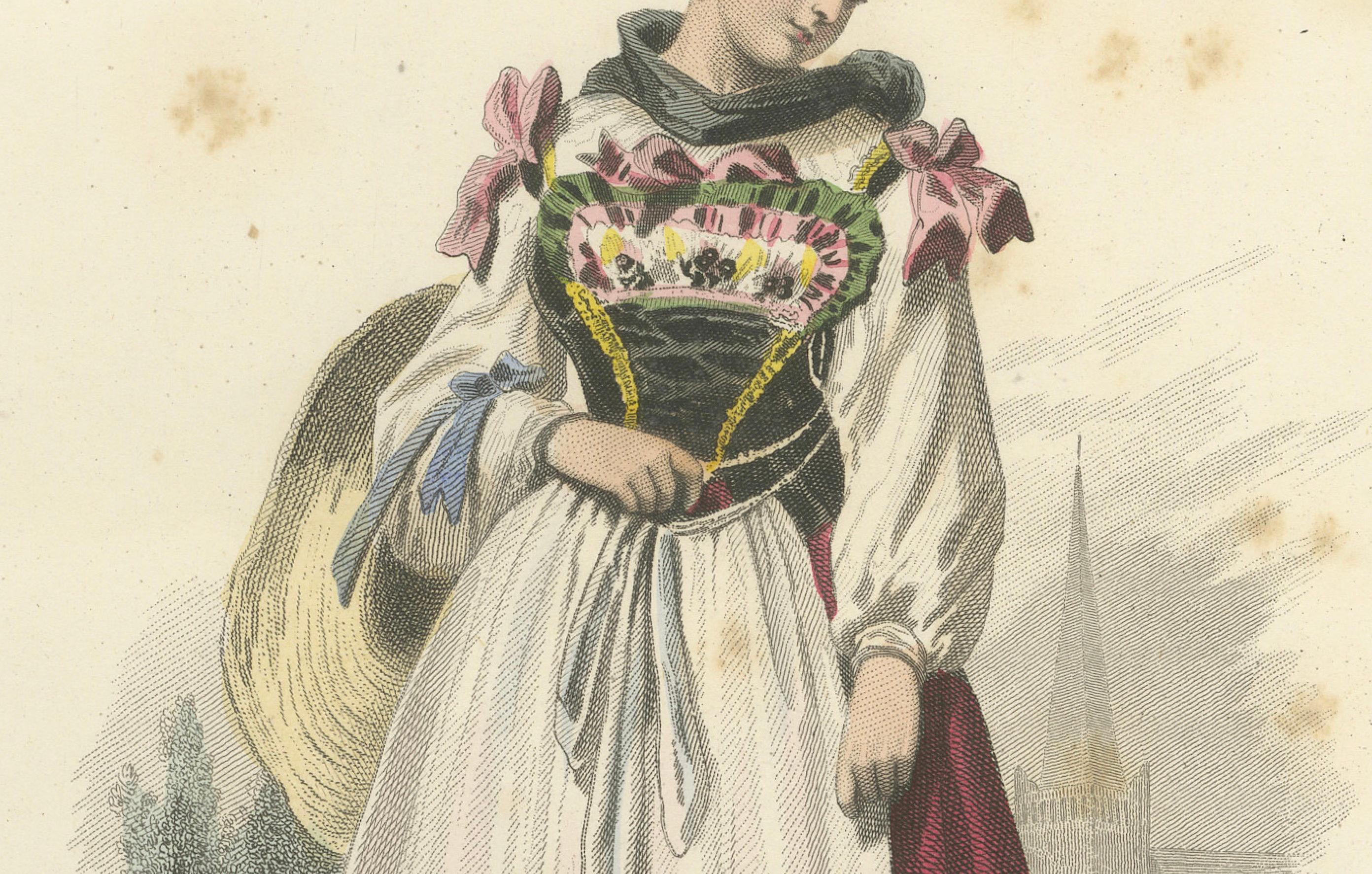 Französische Bäuerin - Neuviller Bar Rhin, Compte Calix, 1853 Druck (Papier) im Angebot