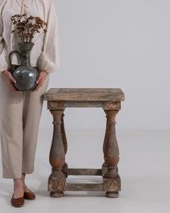 French Pedestal Side Table with Turned Legs, 20th Century