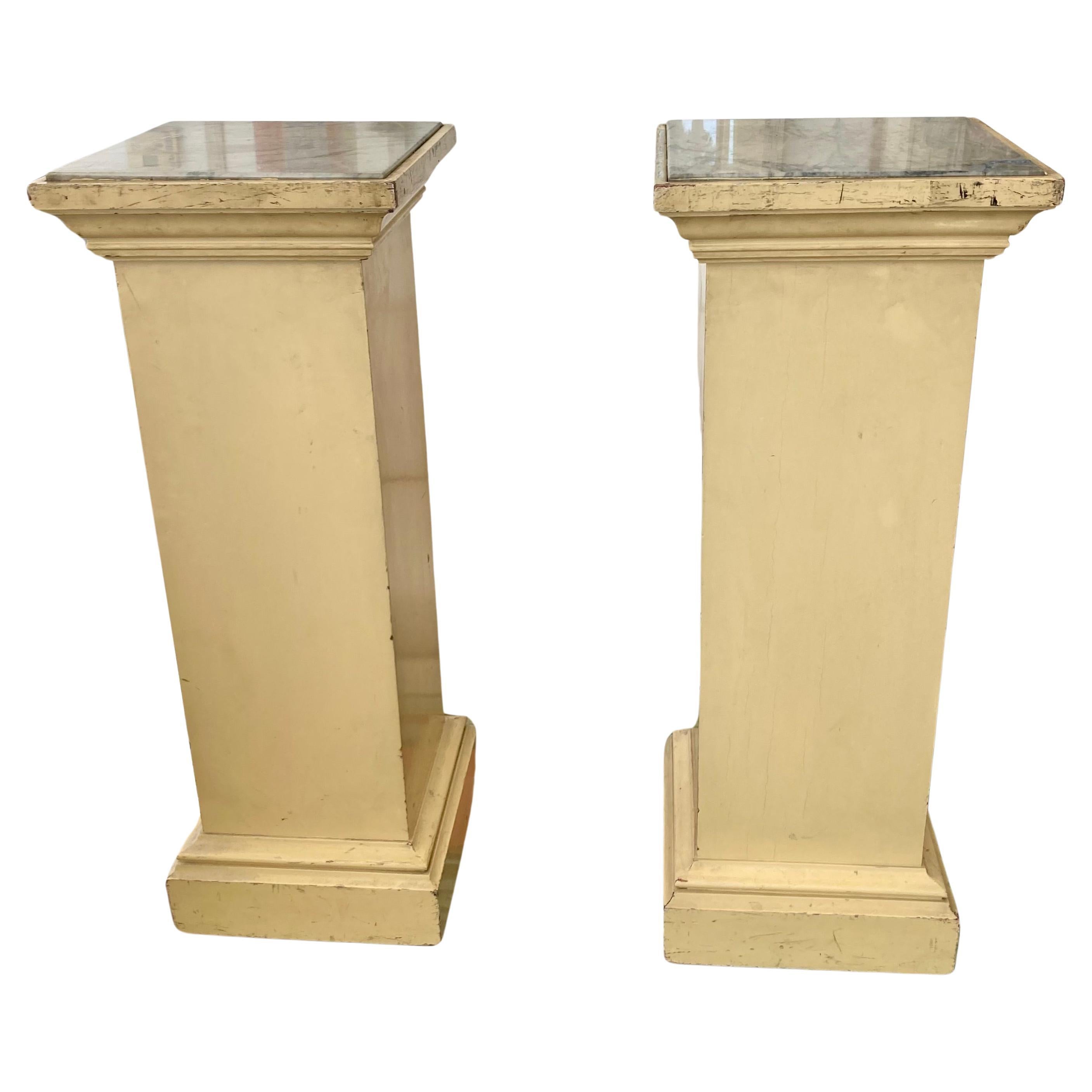 French Pedestals With Marble Tops, a Pair For Sale