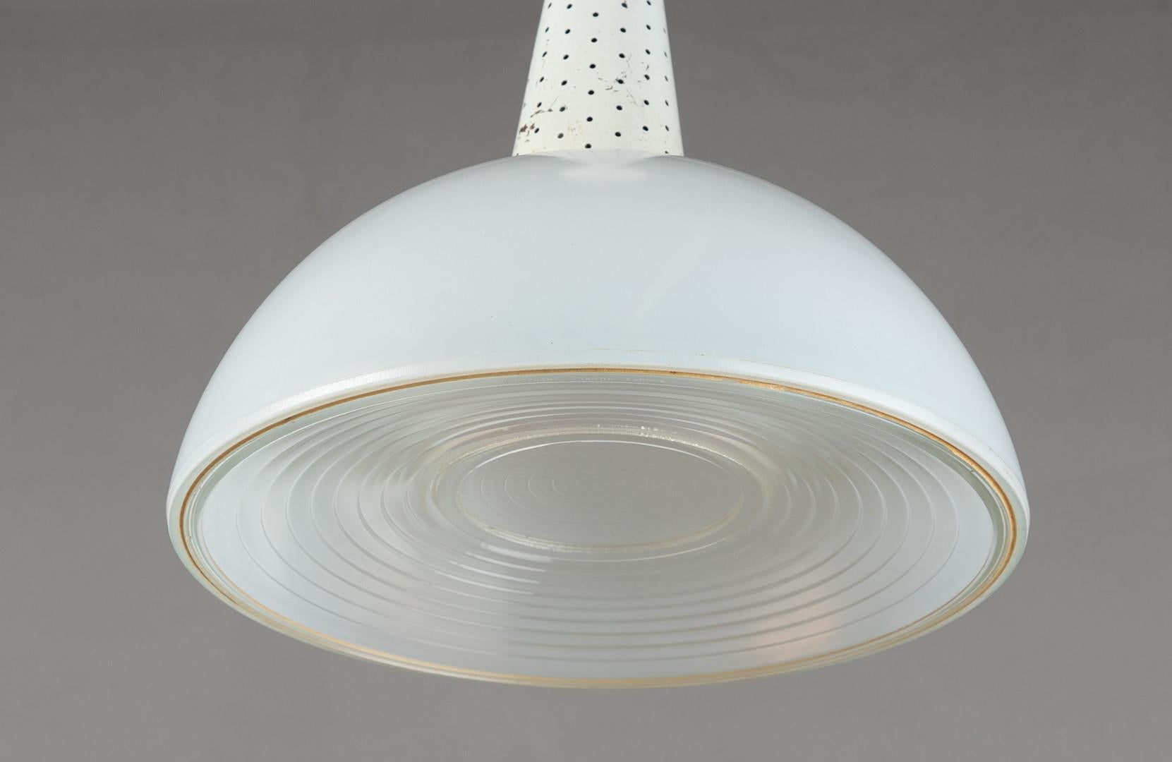 French Pendant Light Attributed to Mathieu Matégot for Holophane For Sale 3