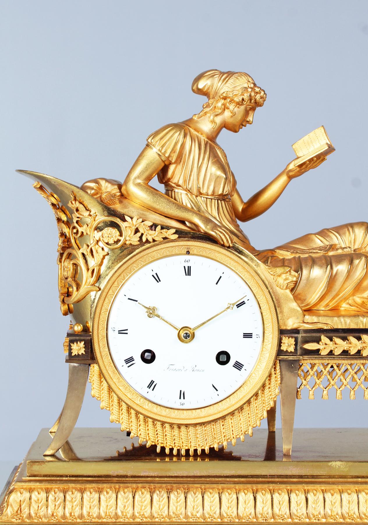 French Pendule, Mantel Clock, Madame Recamier, Empire 1810 In Good Condition In Greven, DE