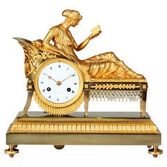 French Pendule, Mantel Clock, Madame Recamier, Empire 1810