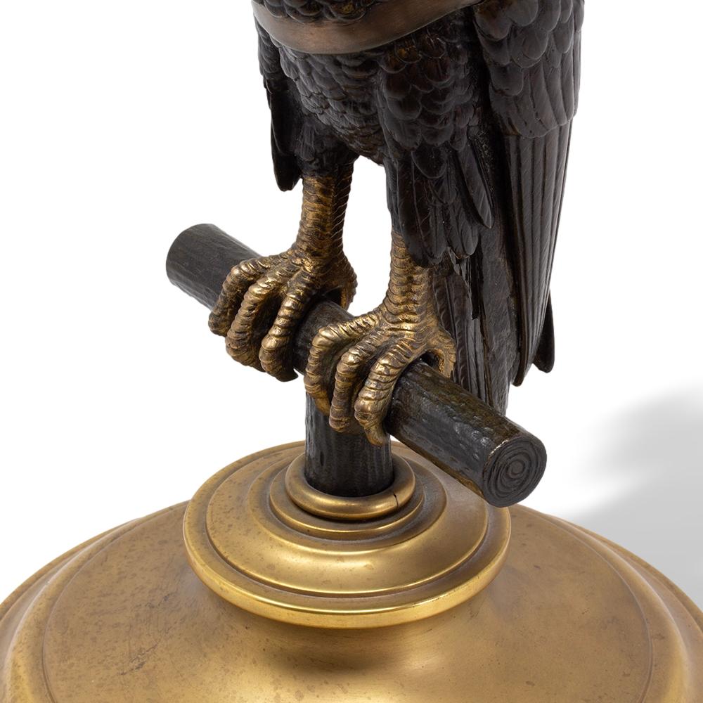 Calamaio francese in bronzo con uccello rapace Falco pellegrino, CIRCA 1880 in vendita 5