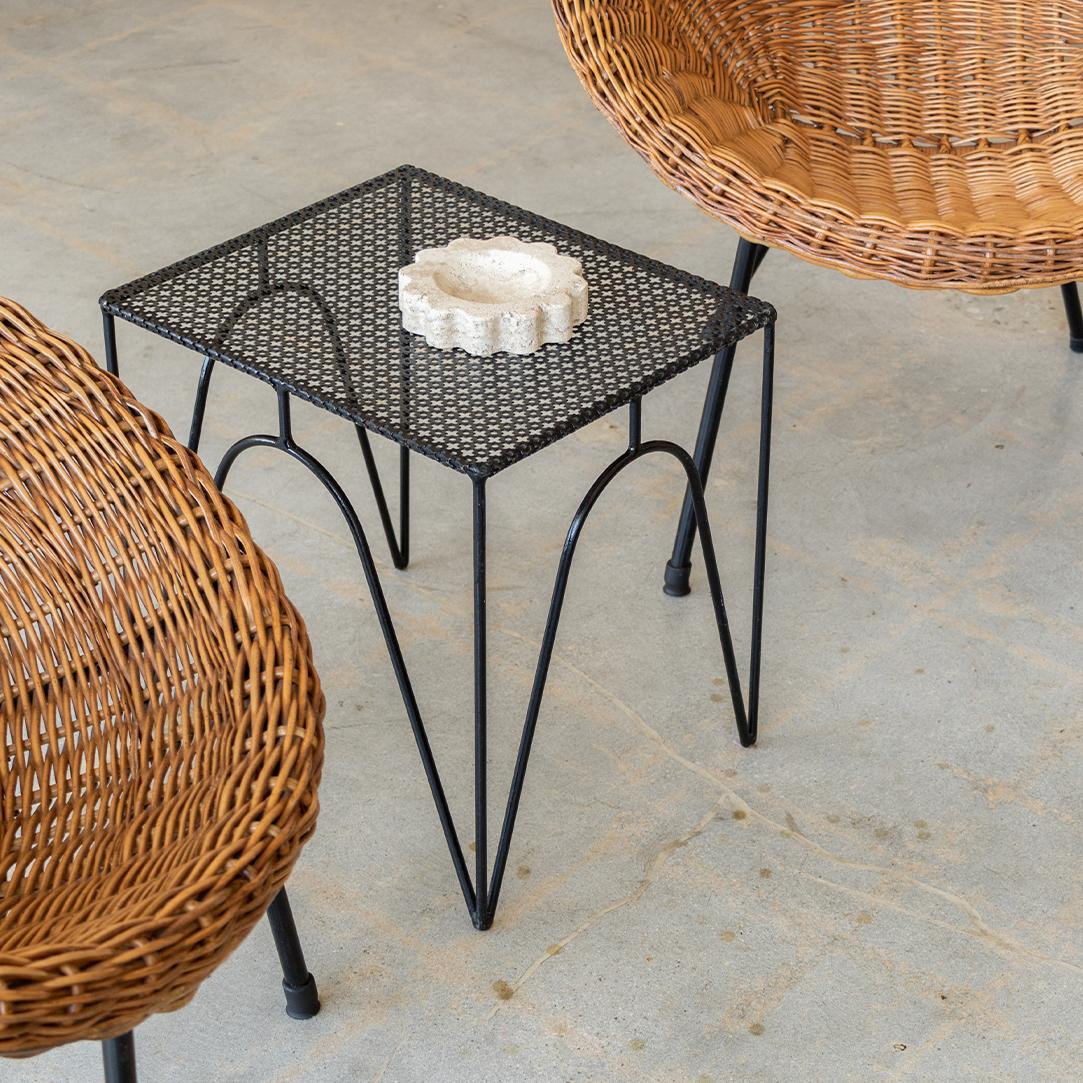 French Perforated Iron Table in the Style of Mathieu Matégot In Good Condition In Los Angeles, CA