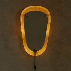 French Perforated Metal Backlit Wall Mirror Attributed to Mathieu Matégot, 1950s
