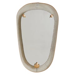 French Perforated Metal Backlit Wall Mirror Attributed to Mathieu Matégot, 1950s