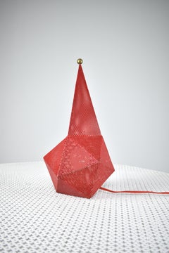 French Perforated Metal Table Lamp by Mathieu Matégot, 1950s