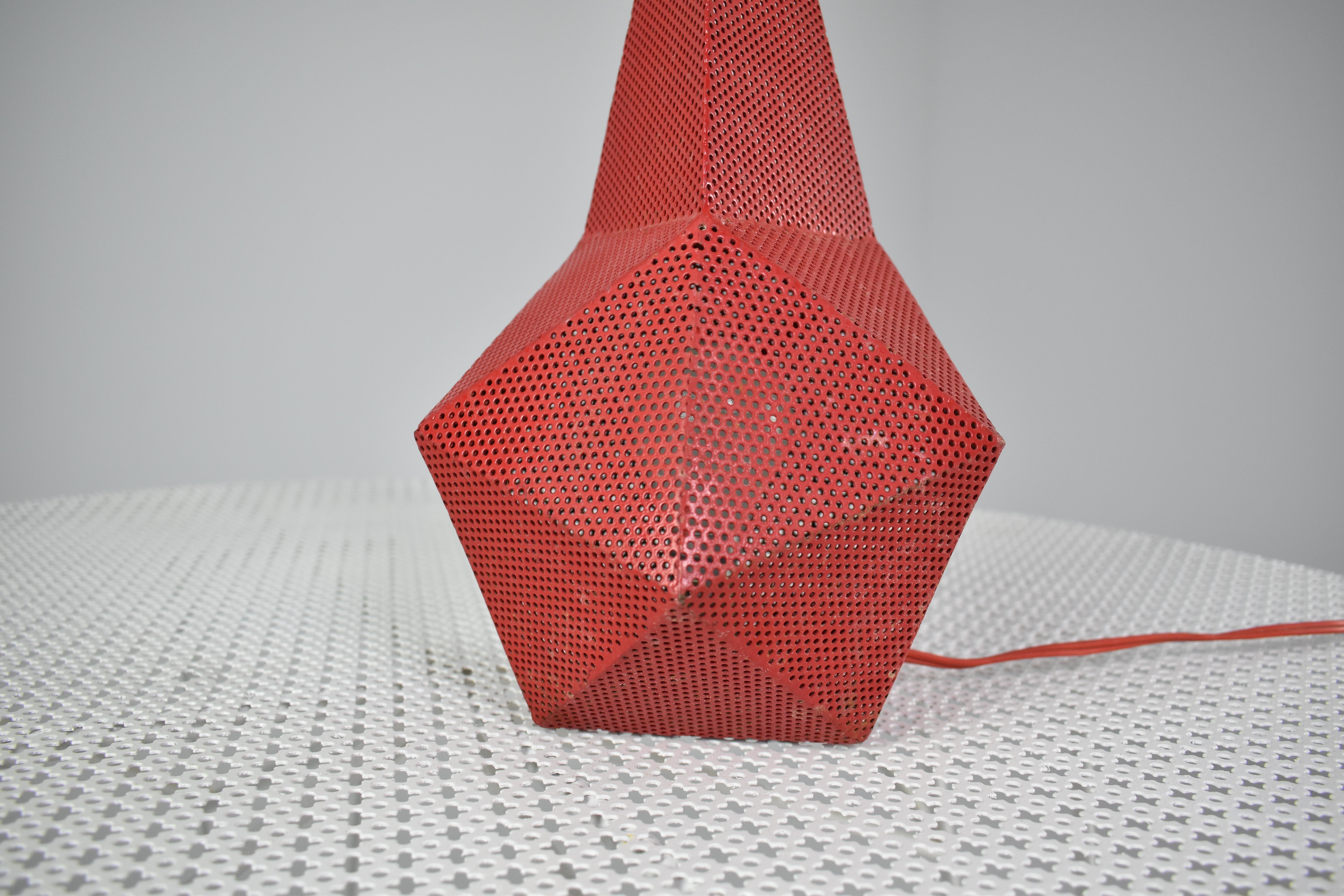 French Perforated Metal Table Lamp by Mathieu Matégot, 1950s For Sale 1