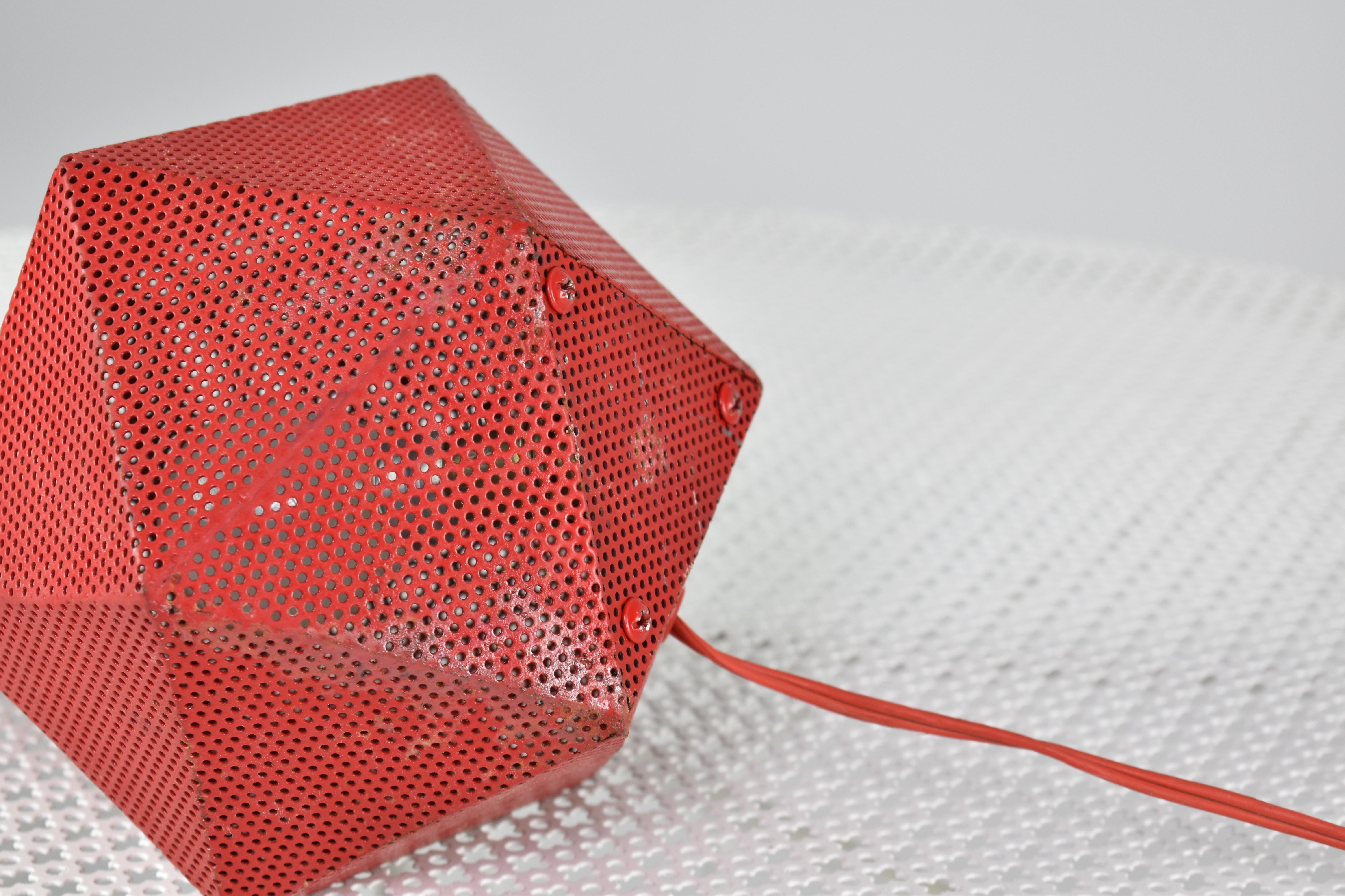 French Perforated Metal Table Lamp by Mathieu Matégot, 1950s For Sale 4