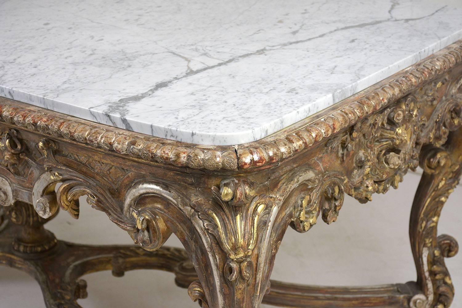 Beveled Early 19th Century French Louis XVI Gilt Center Table