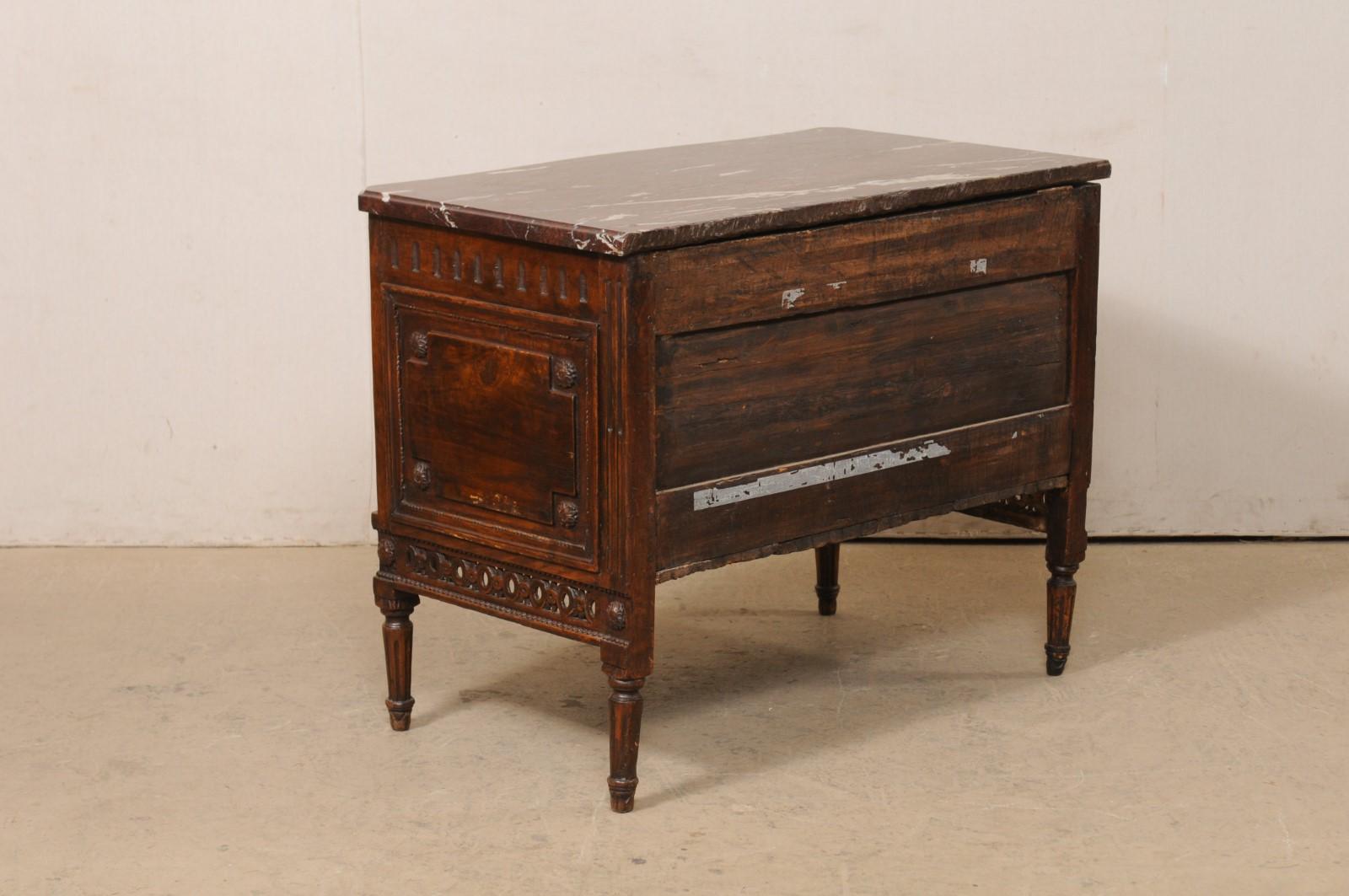 French Period Neoclassical Commode, Exquisitely Carved Wood & Marble Top 6