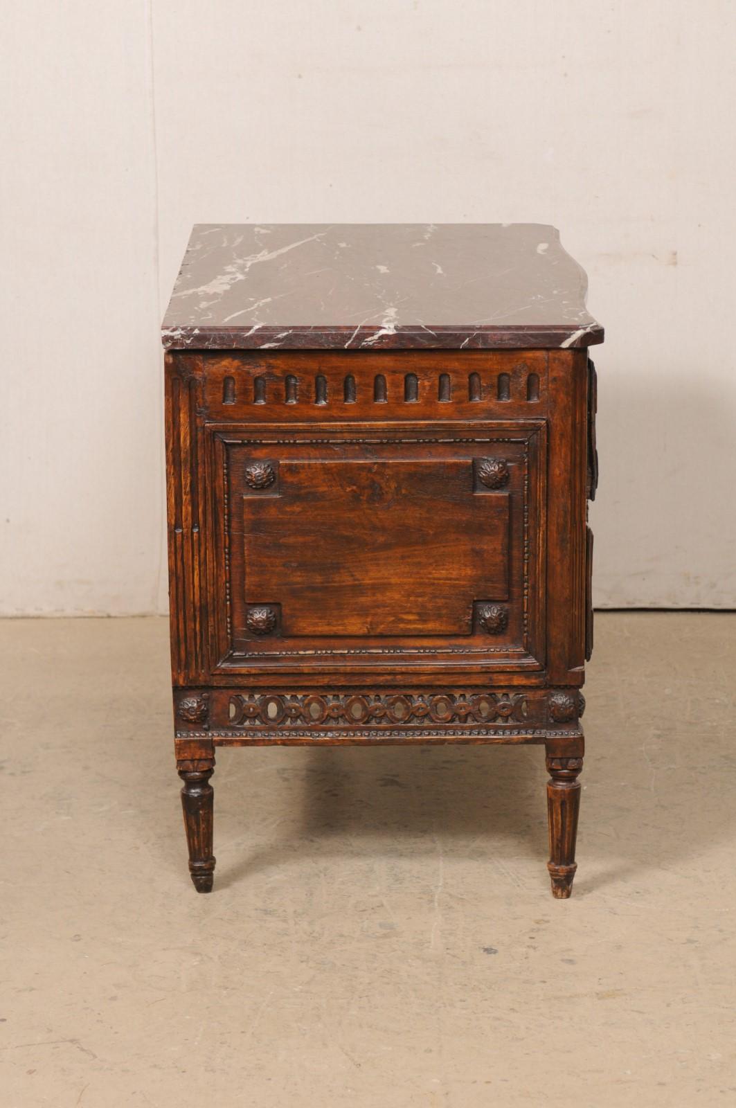 French Period Neoclassical Commode, Exquisitely Carved Wood & Marble Top 3