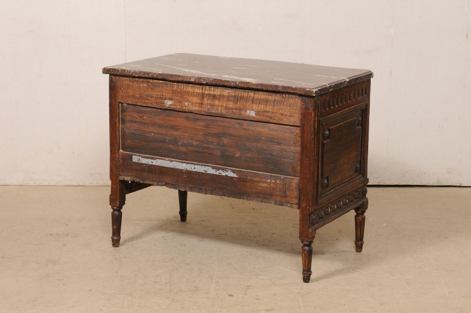 French Period Neoclassical Commode, Exquisitely Carved Wood & Marble Top 4