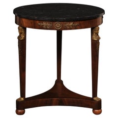 Antique French Period Neoclassical Guéridon Table w/Black Marble Top & Revival Accents