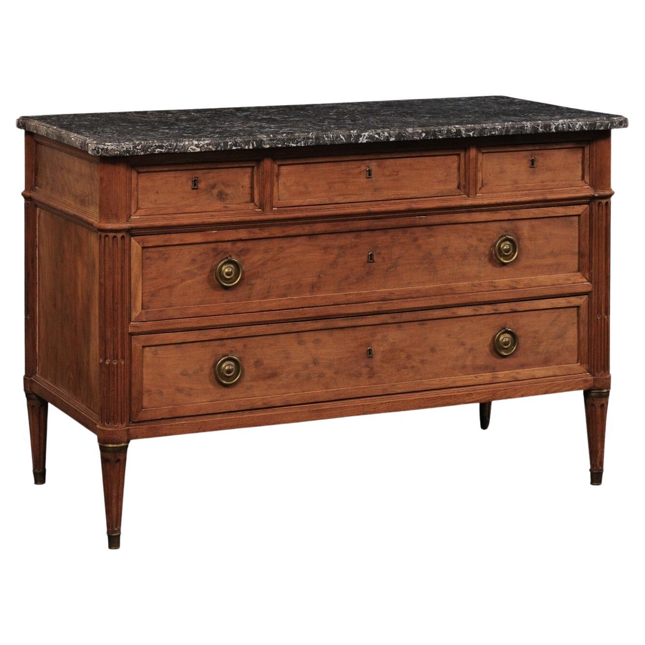 French Period Neoclassical Marble Top Chest For Sale
