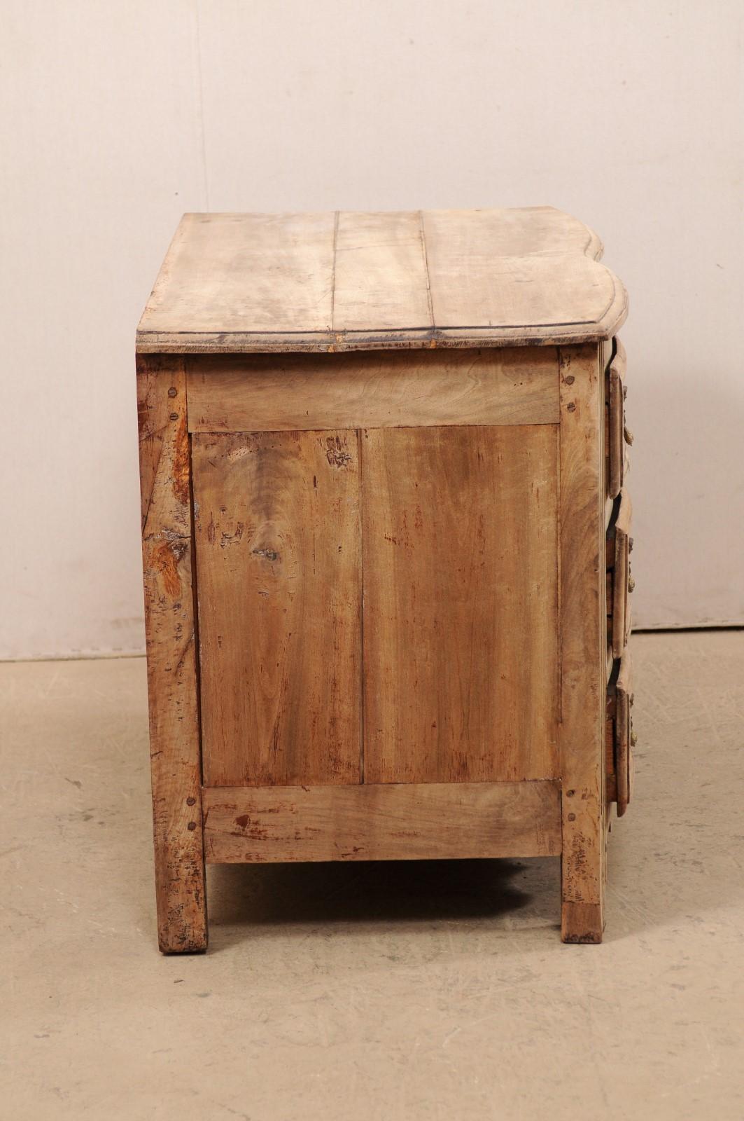 French Period Rococo Serpentine Front Carved-Wood Chest with Elaborate Hardware 4