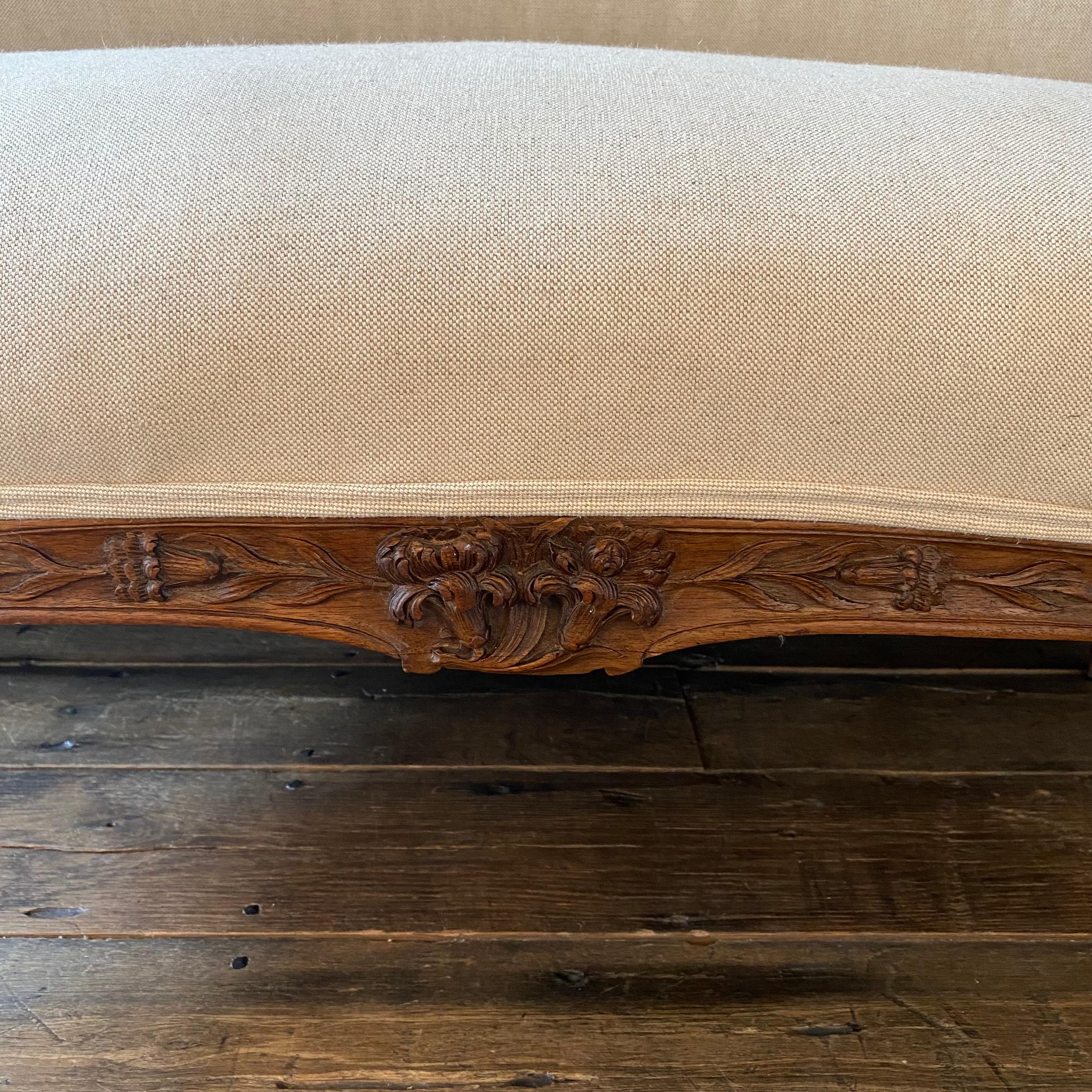 French Period Walnut Intricately Carved Louis XV Sofa or Loveseat 3
