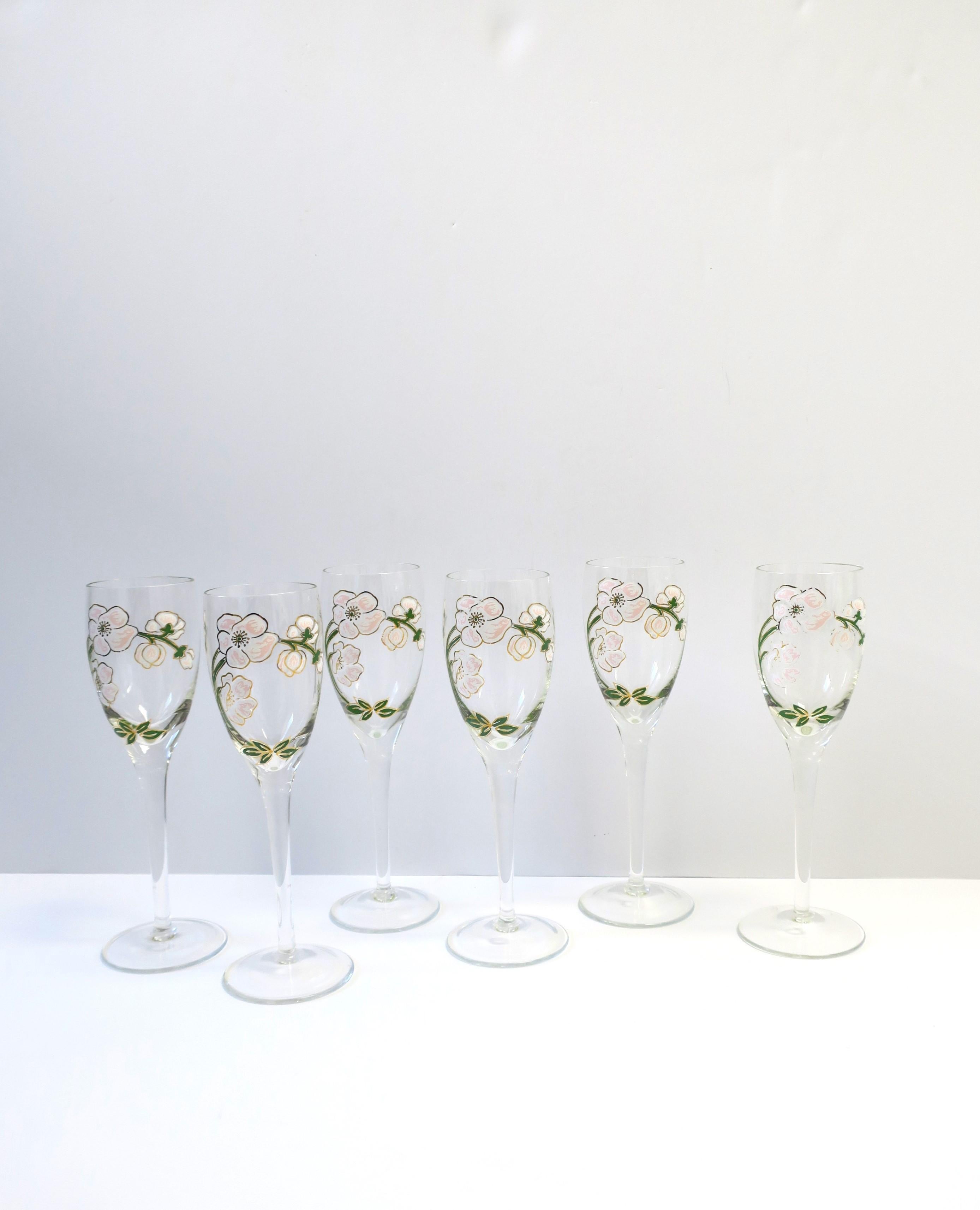 perrier jouet hand painted champagne glasses