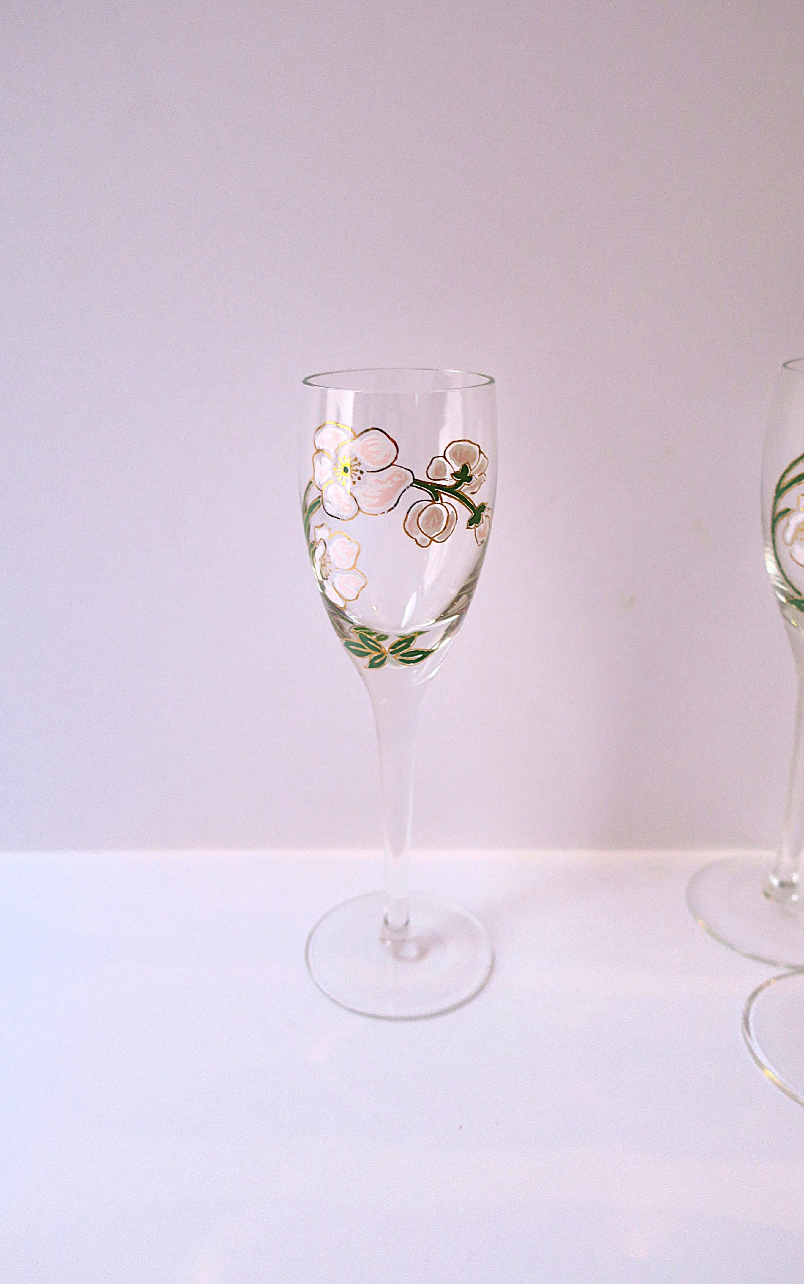 French Perrier-Jouet Champagne Flutes Glasses Art Nouveau, Set of 10 For Sale 3