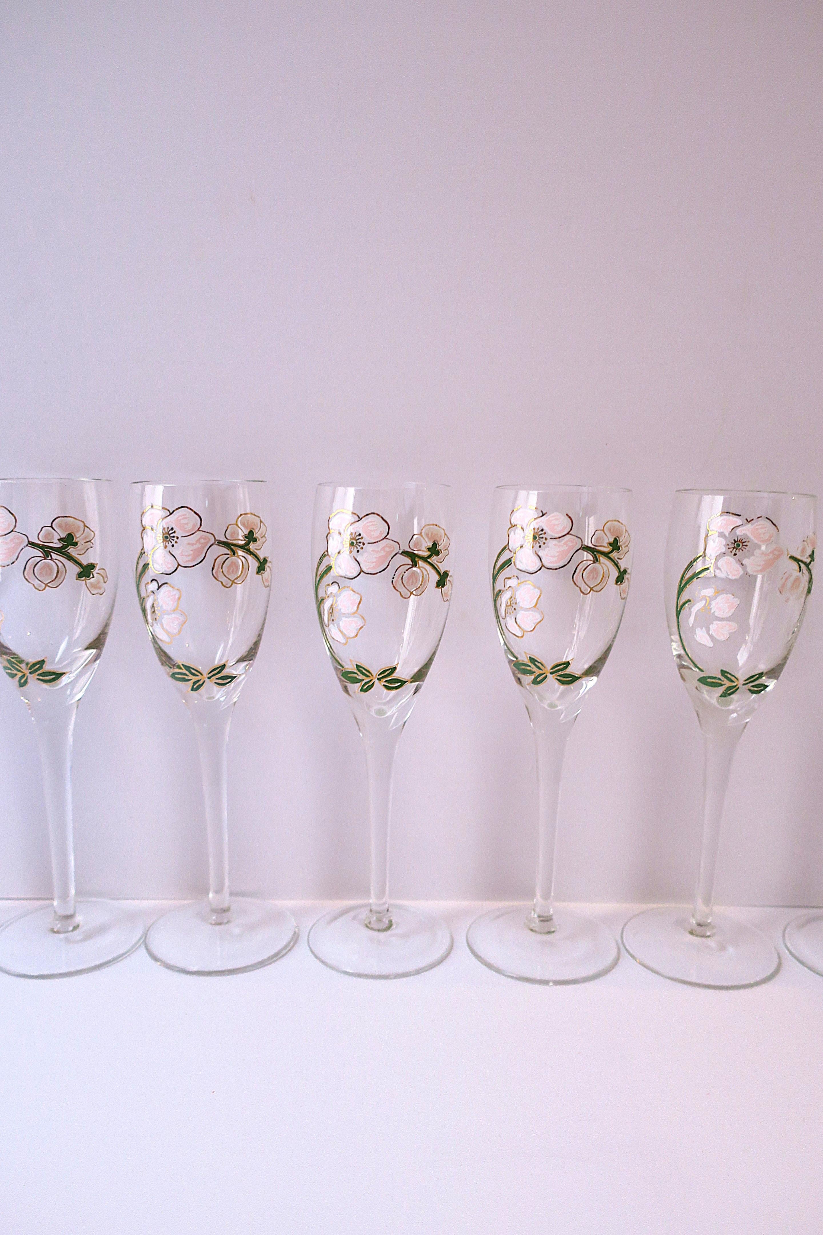 French Perrier-Jouet Champagne Flutes Glasses Art Nouveau, Set of 10 For Sale 4