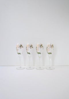 French Perrier-Jouet Champagne Flutes Glasses Art Nouveau, Set of 4