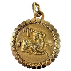 French Perroud Large Ares Zodiac Starsign 18K Yellow Gold Charm Pendant