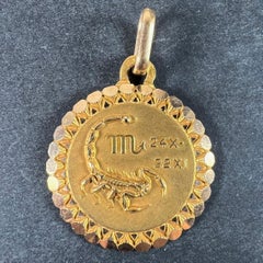 French Perroud Large Scorpio Zodiac Starsign 18K Yellow Gold Charm Pendant