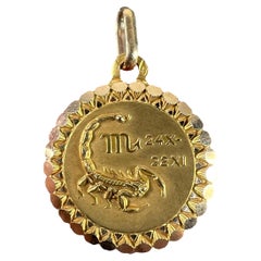 French Perroud Large Scorpio Zodiac Starsign 18K Yellow Gold Charm Pendant