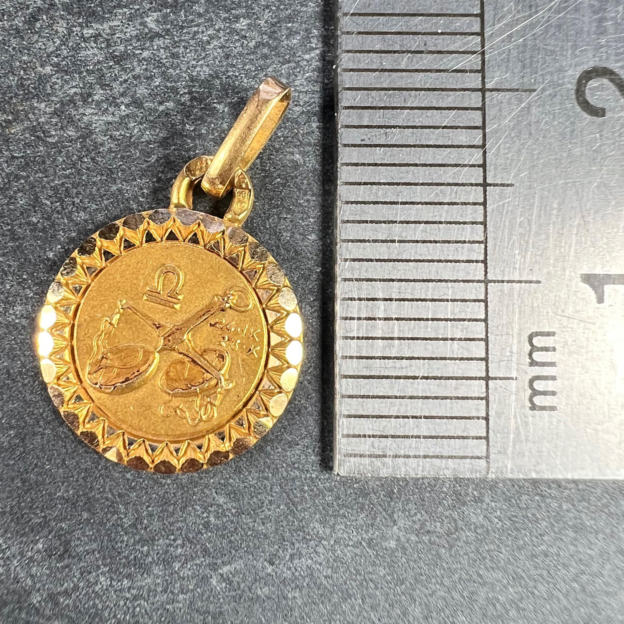 French Perroud Mini Libra Zodiac 18K Yellow Gold Charm Pendant 6