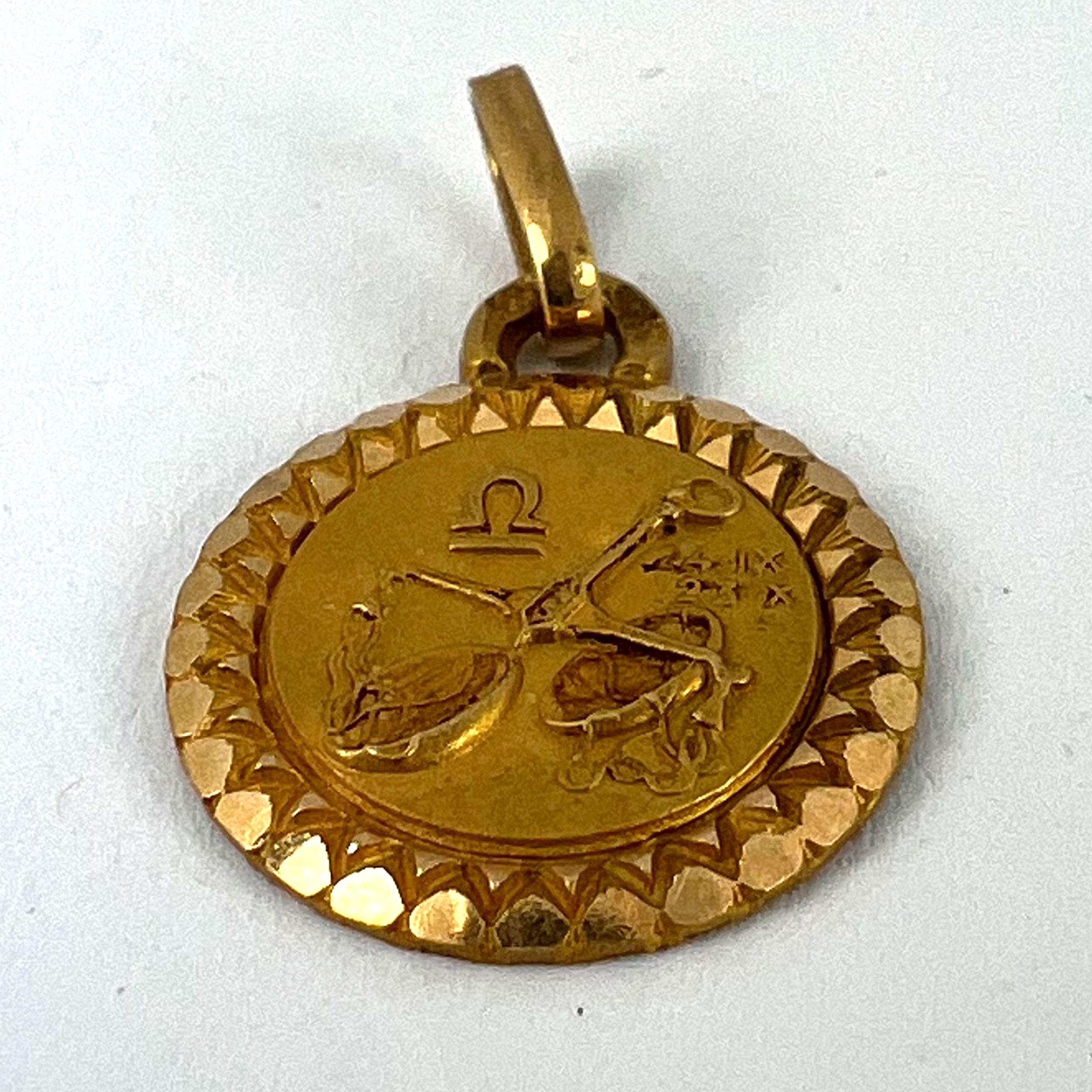 French Perroud Mini Libra Zodiac 18K Yellow Gold Charm Pendant 11